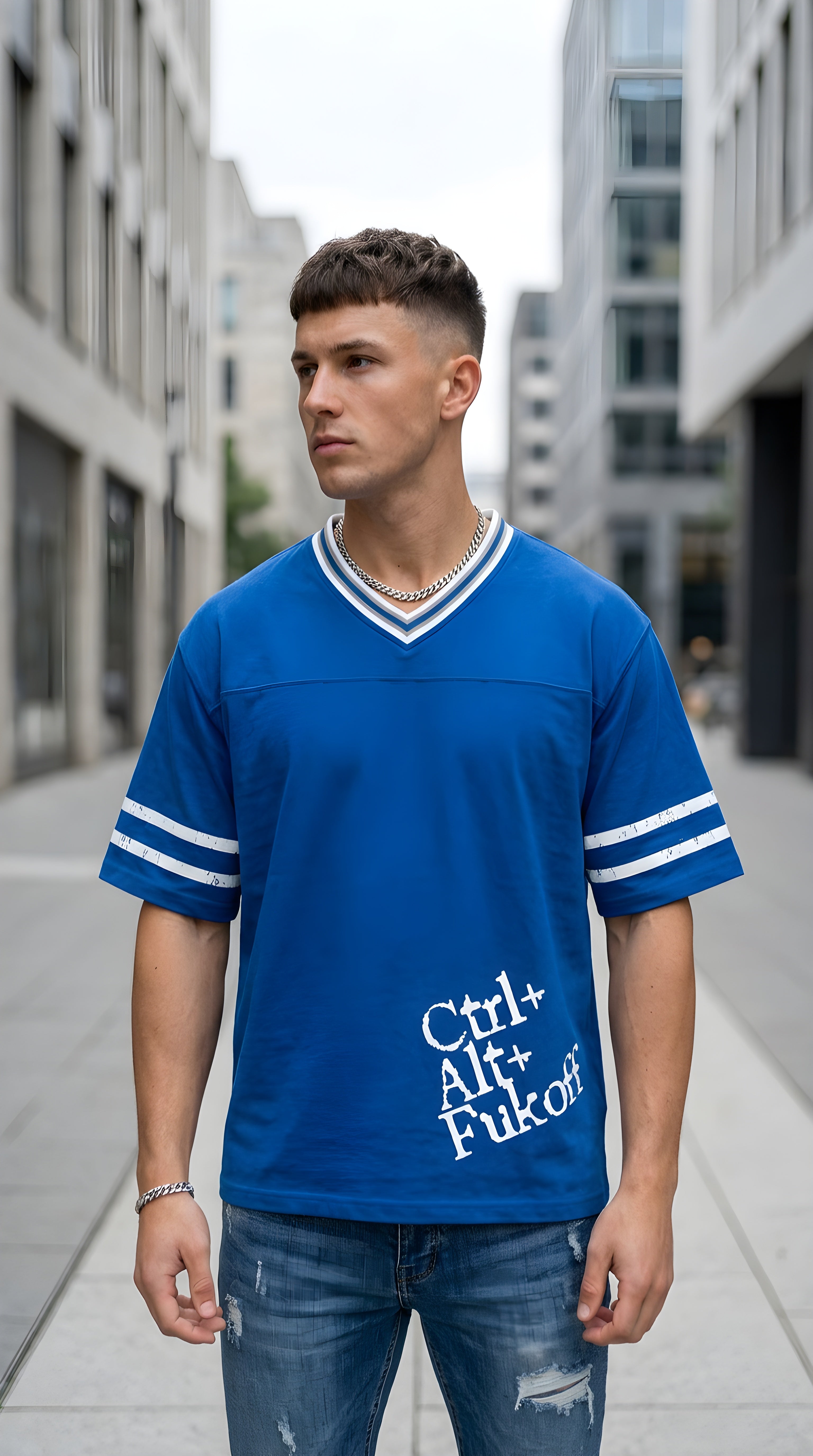 MENS CTRLALT FUKOF' Unisex Boxy Striped Soccer Jersey