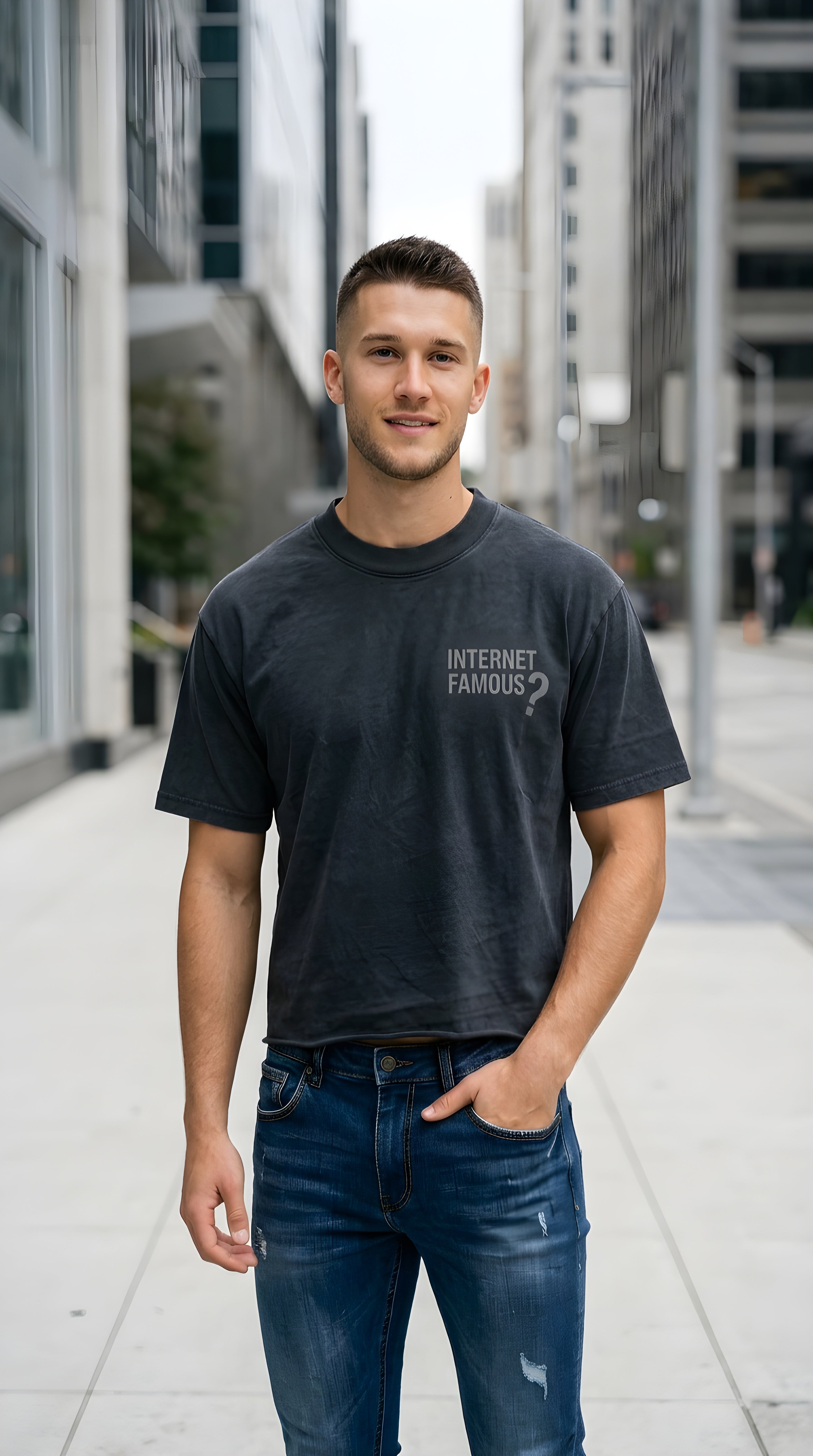 Mens 'INTERNET FAMOUS' Vintage Wash Cotton T-Shirt
