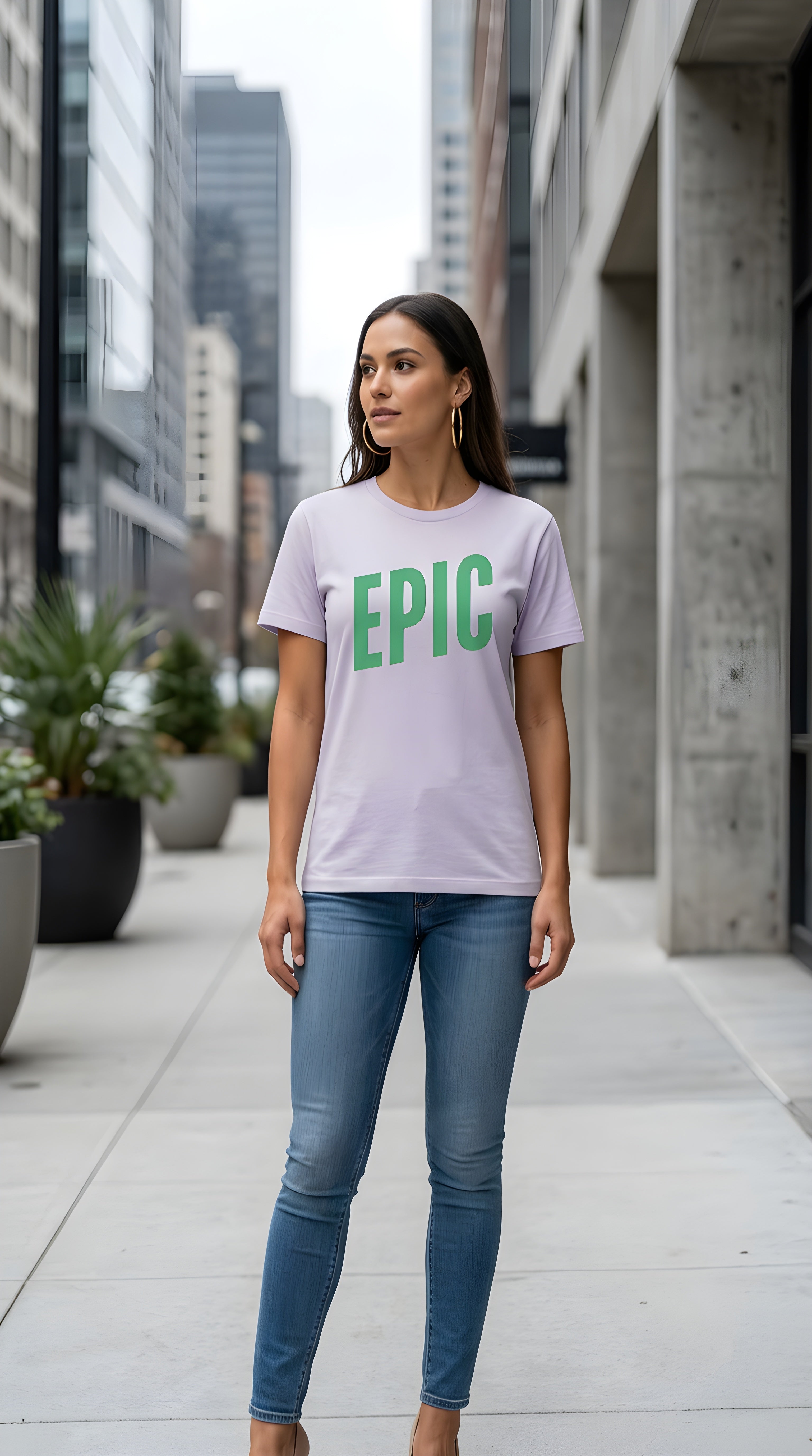 Womens EPIC  organic ribbed neck Tee