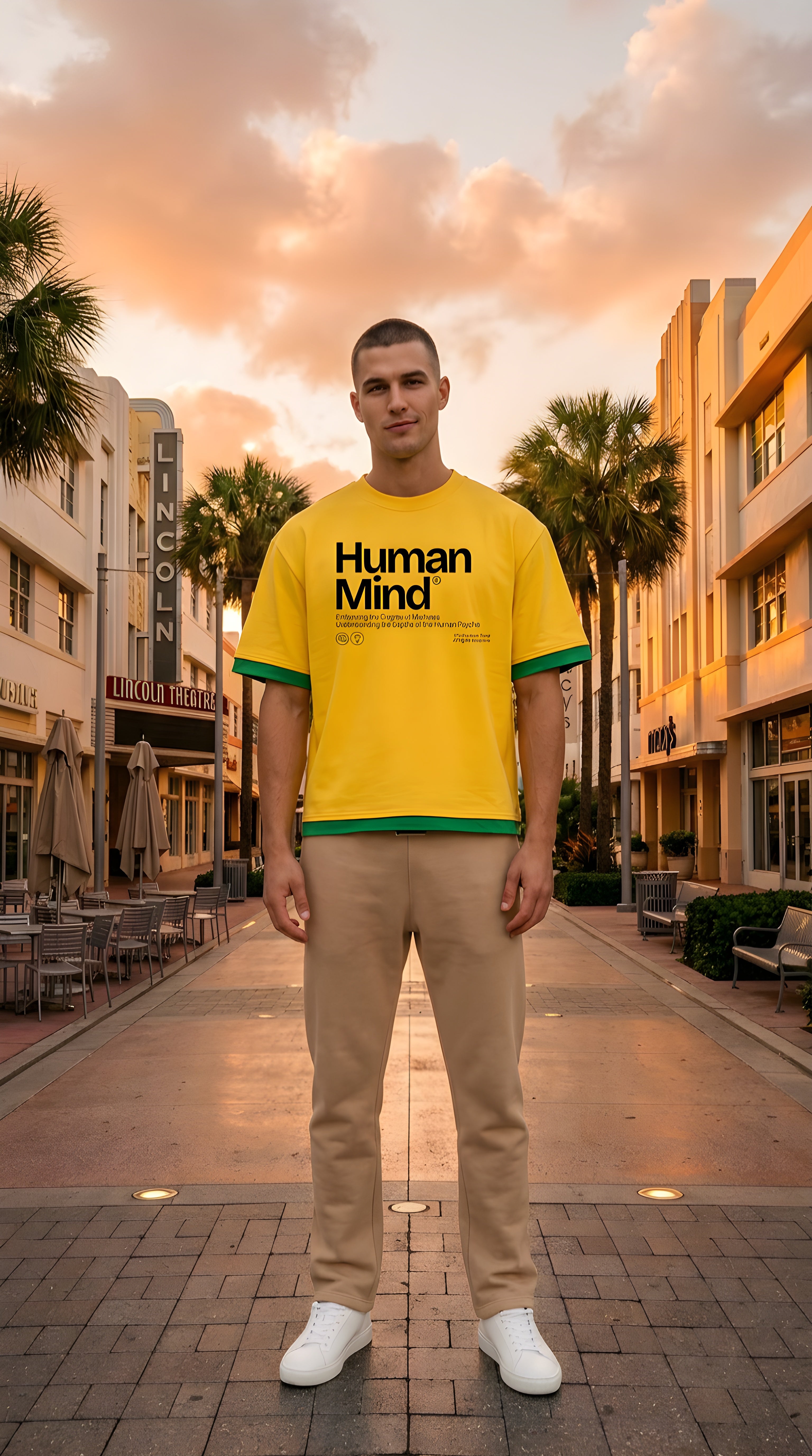 Mens Human Mind Boxy Color Block Tee