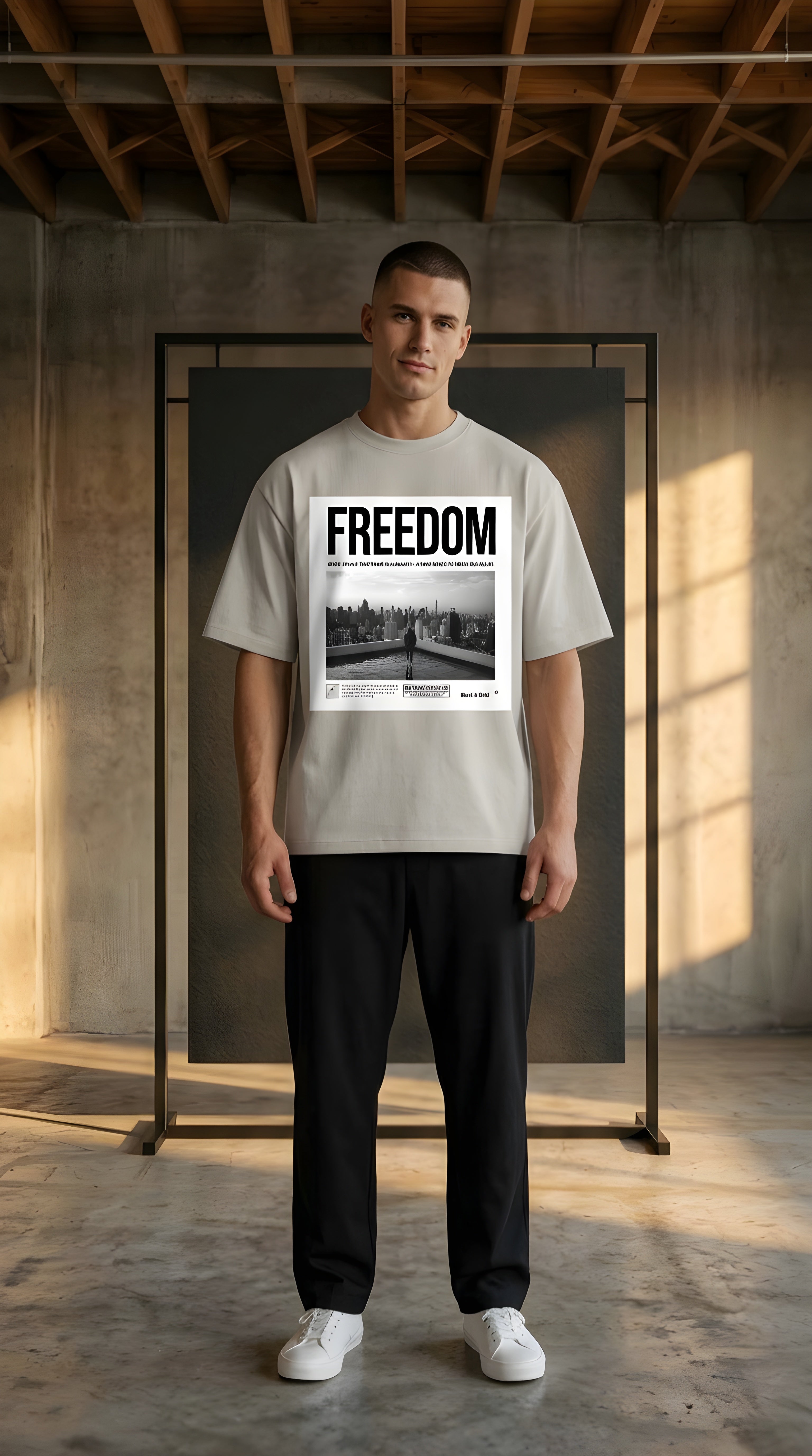 Mens 'FREEDOM'  Boxy Coolmax Tee