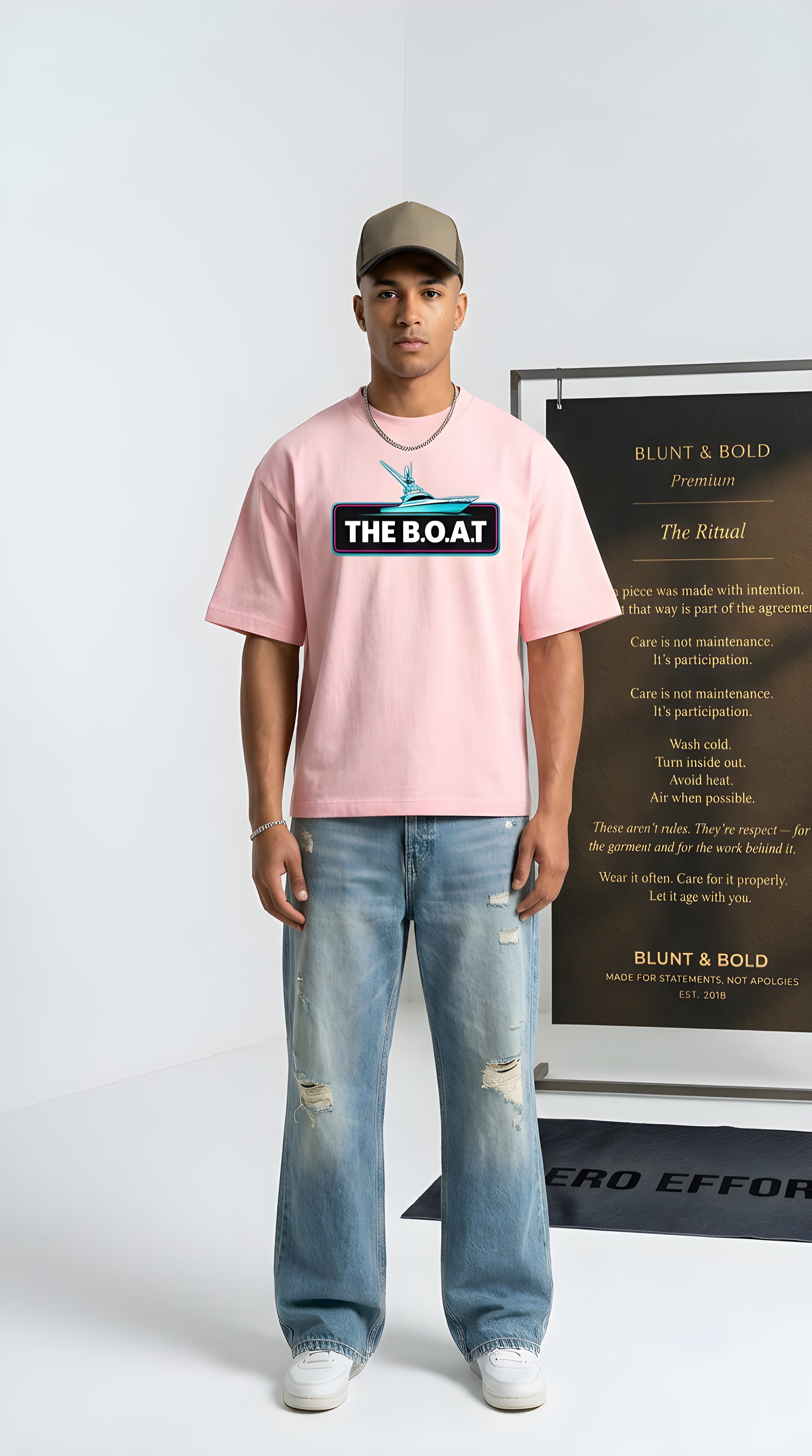 Mens 'THE B.O.A.T' Vintage Wash Boxy Tee