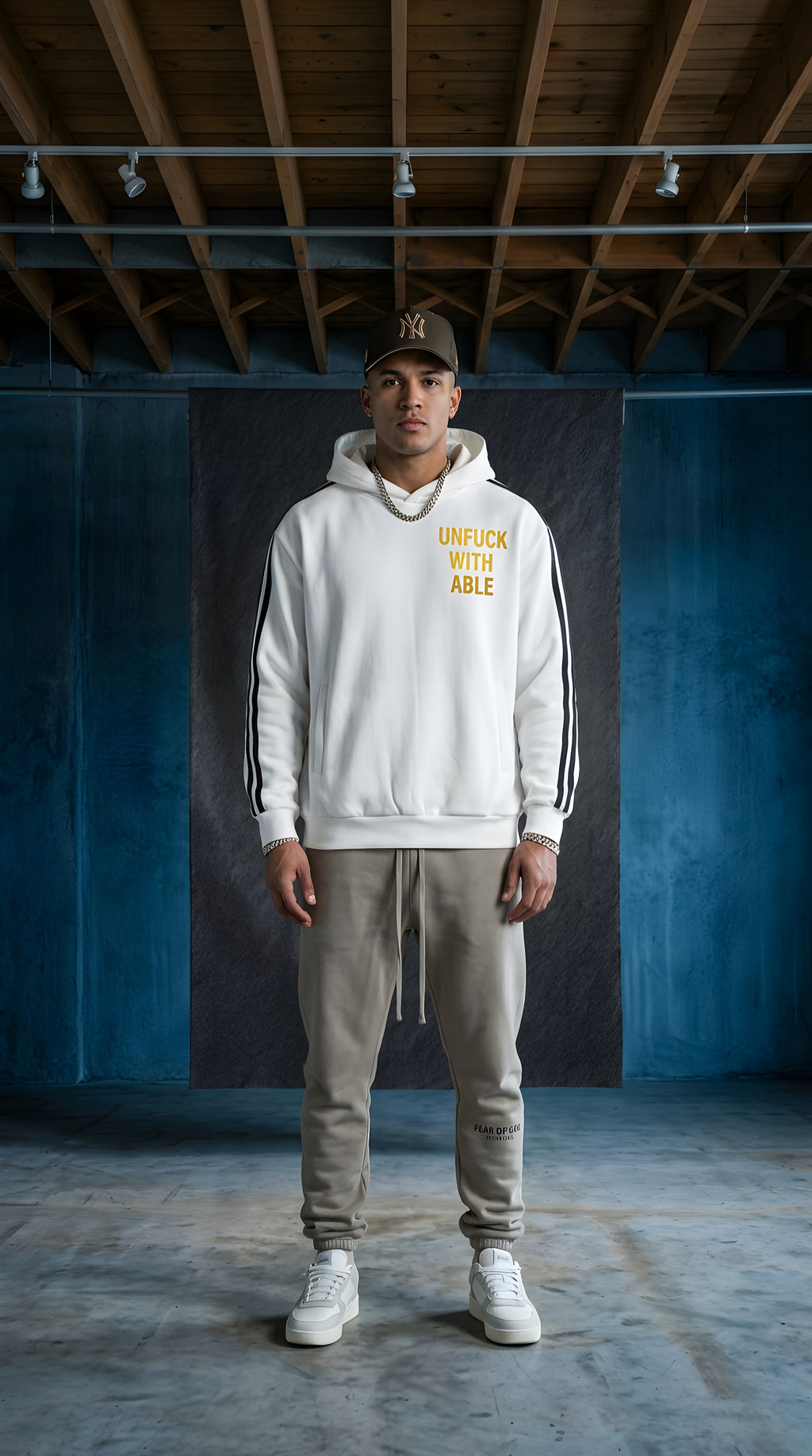 MENS 'UNFUCKWITHABLE' Side Stripe Drop-Shoulder Hoodie