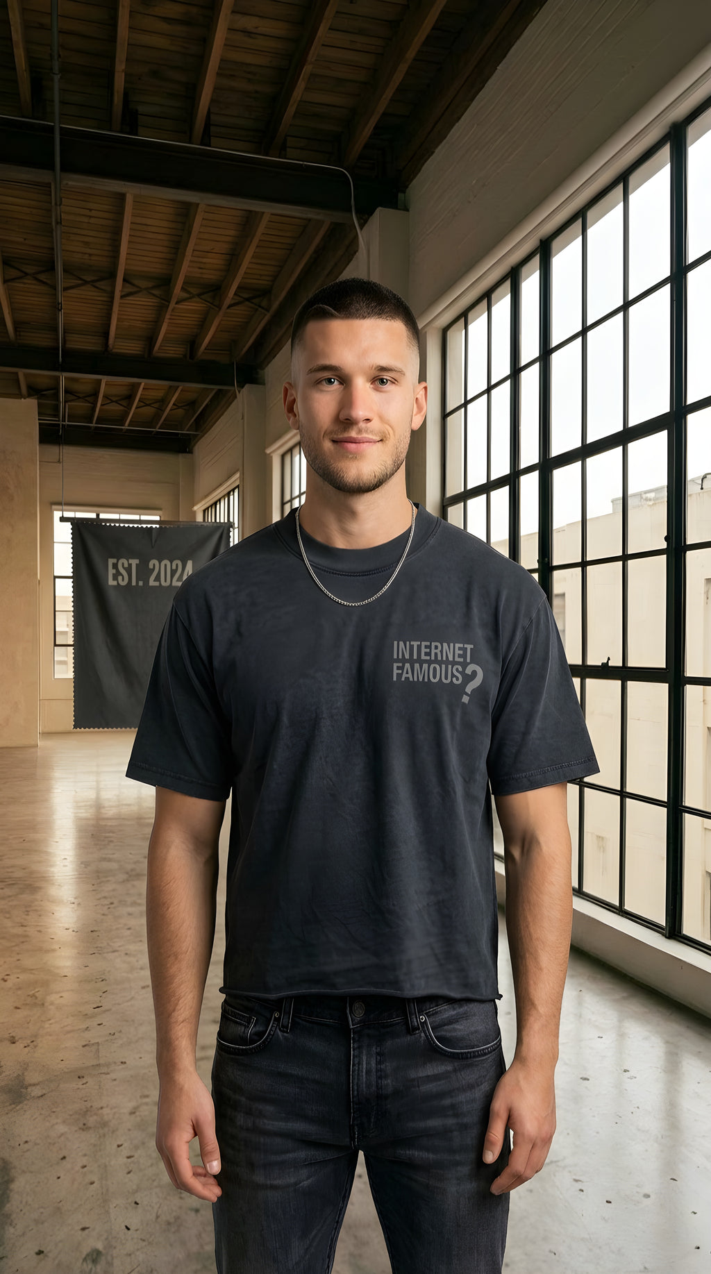 Mens 'INTERNET FAMOUS' Vintage Wash Cotton T-Shirt