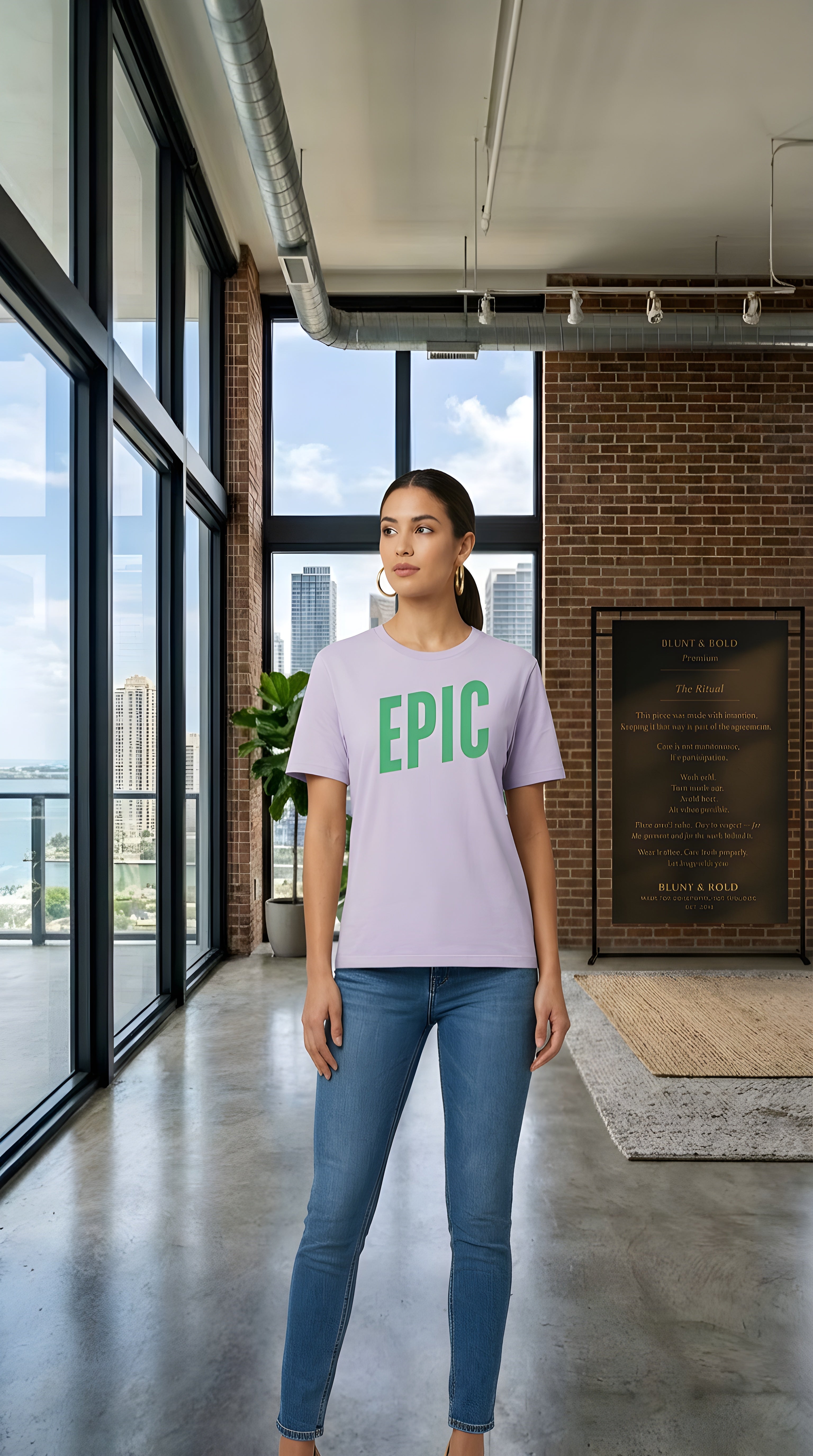 Womens EPIC  organic ribbed neck Tee