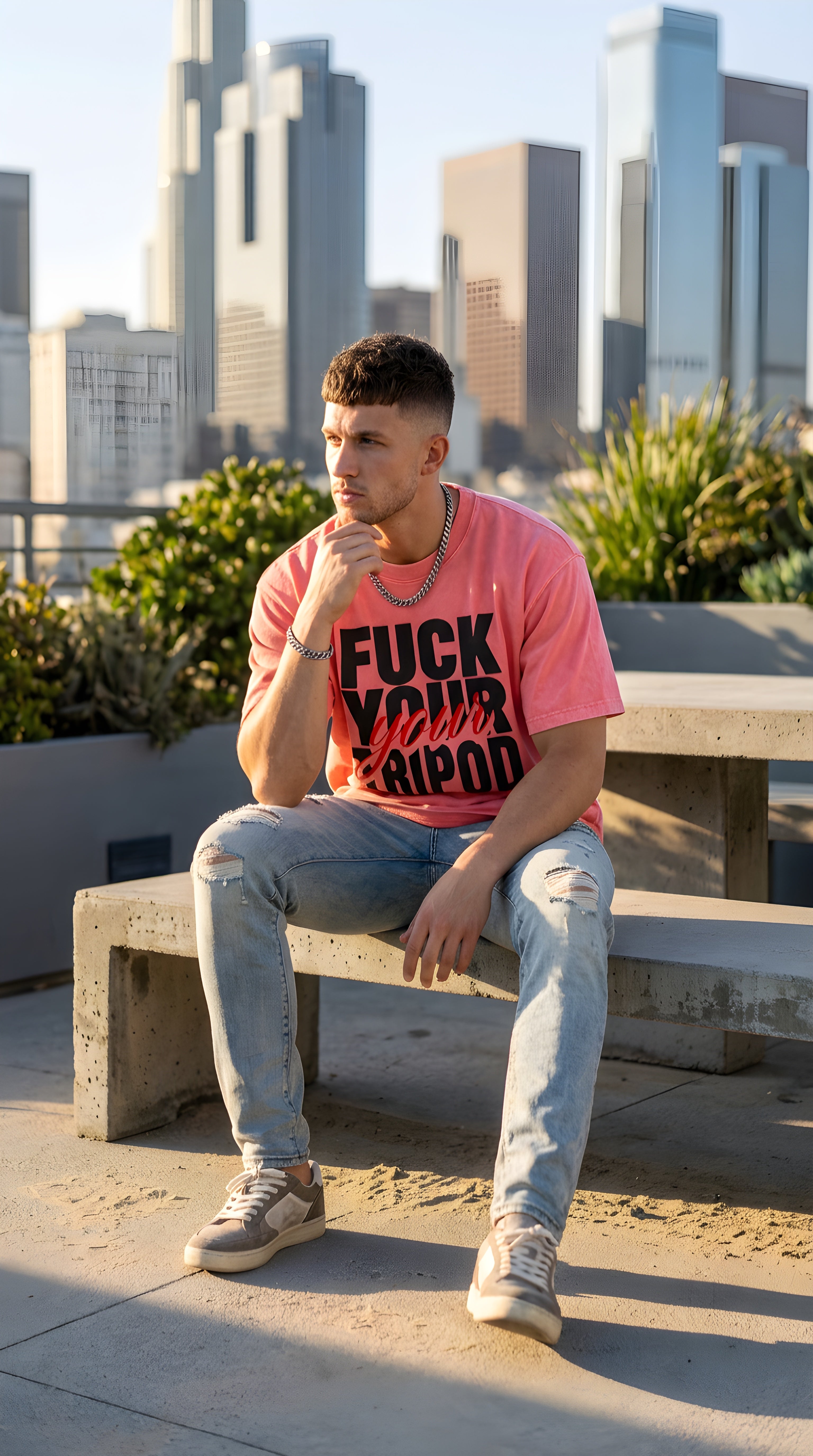 MENS 'FUCK YOUR TRIPOD' Miniral Wash Boxy Cotton T-Shirt