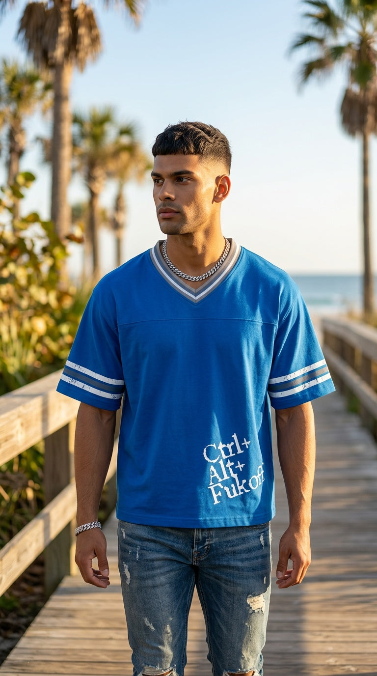 MENS CTRLALT FUKOF' Unisex Boxy Striped Soccer Jersey