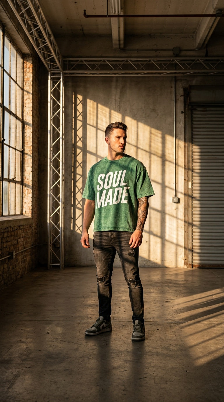 Mens SOUL MADE V2 Mineral Wash Boxy T-Shirt