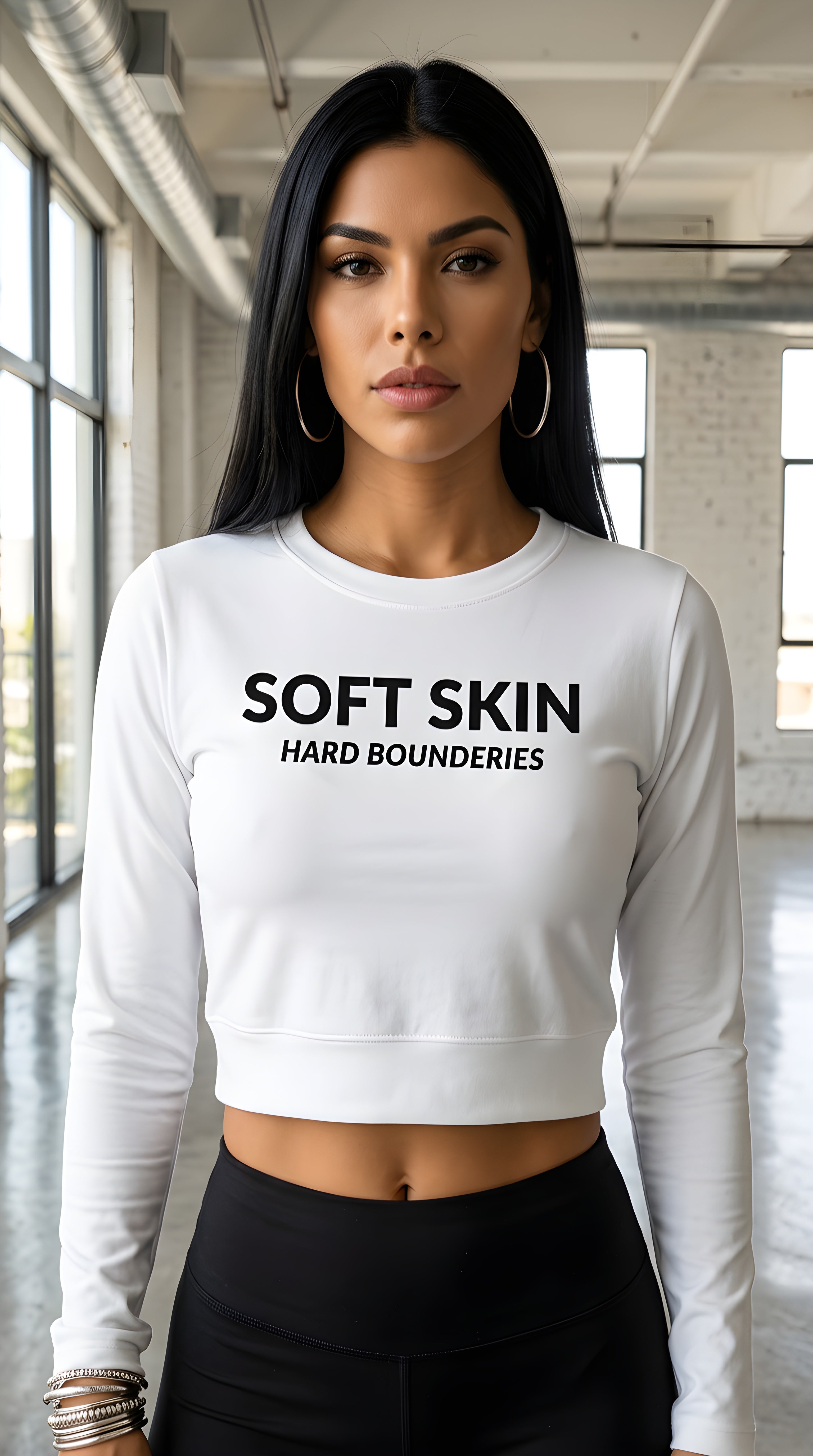 Womens ' SOFT SKIN ' Recycled long-sleeve crop top