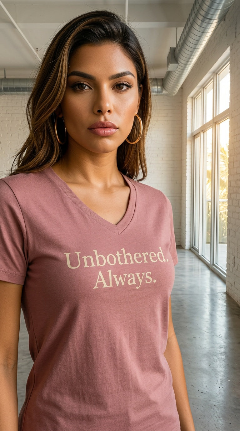 Womens ' UNBOTHERED ALWAYS ' relaxed v-neck Tee