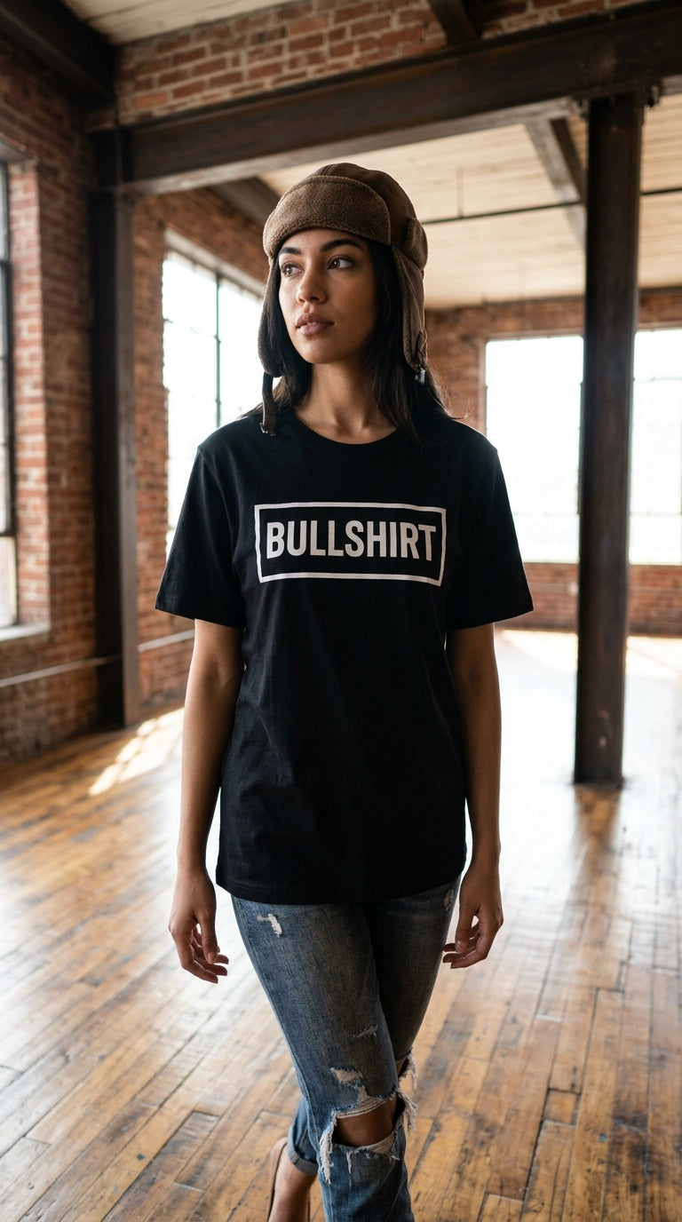 WOMENS 'BULLSHIRT' organic ribbed neck TEE