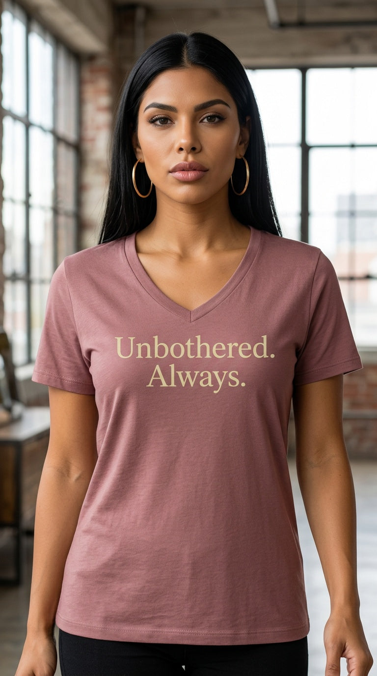 Womens ' UNBOTHERED ALWAYS ' relaxed v-neck Tee