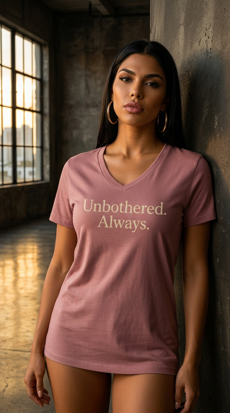 Womens ' UNBOTHERED ALWAYS ' relaxed v-neck Tee