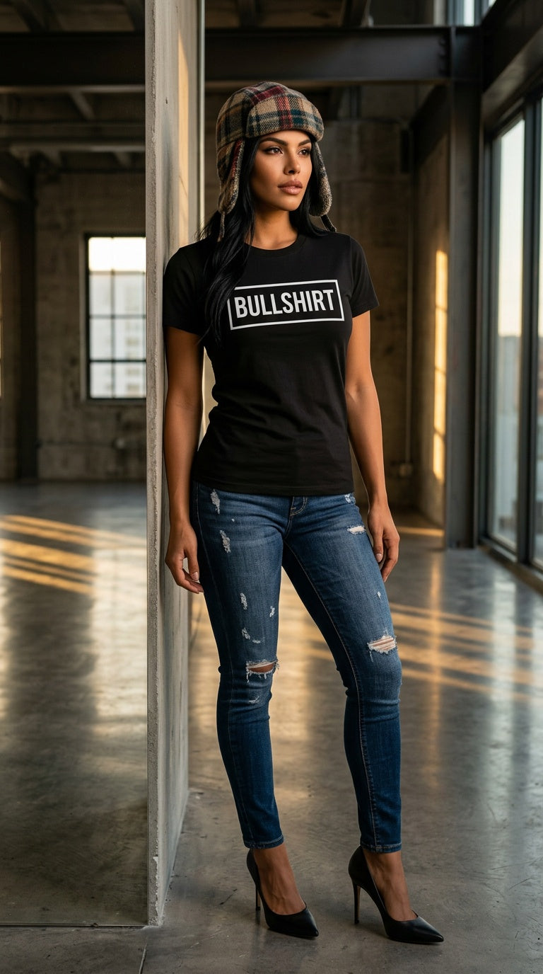 WOMENS 'BULLSHIRT' organic ribbed neck TEE