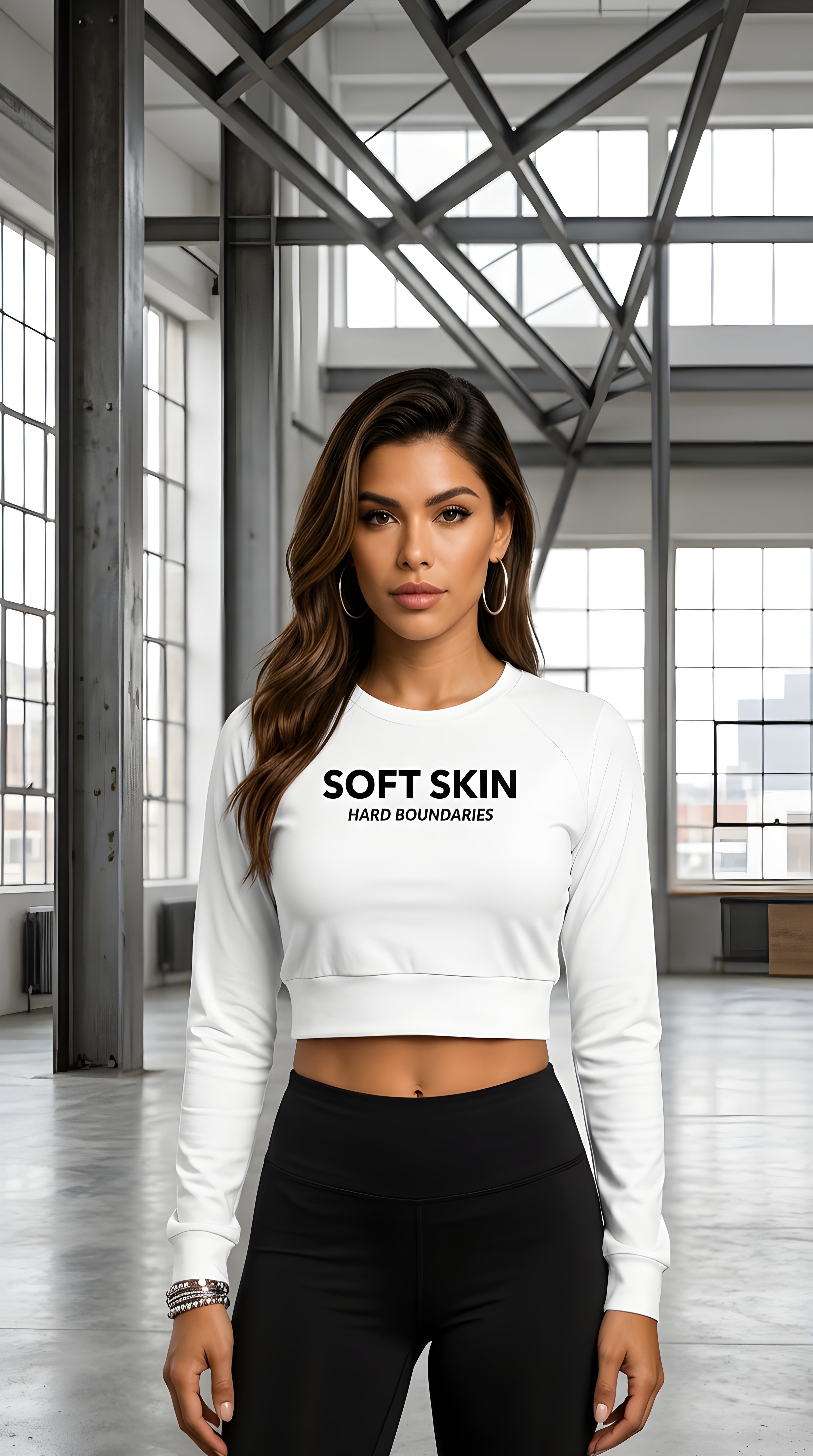 Womens ' SOFT SKIN ' Recycled long-sleeve crop top