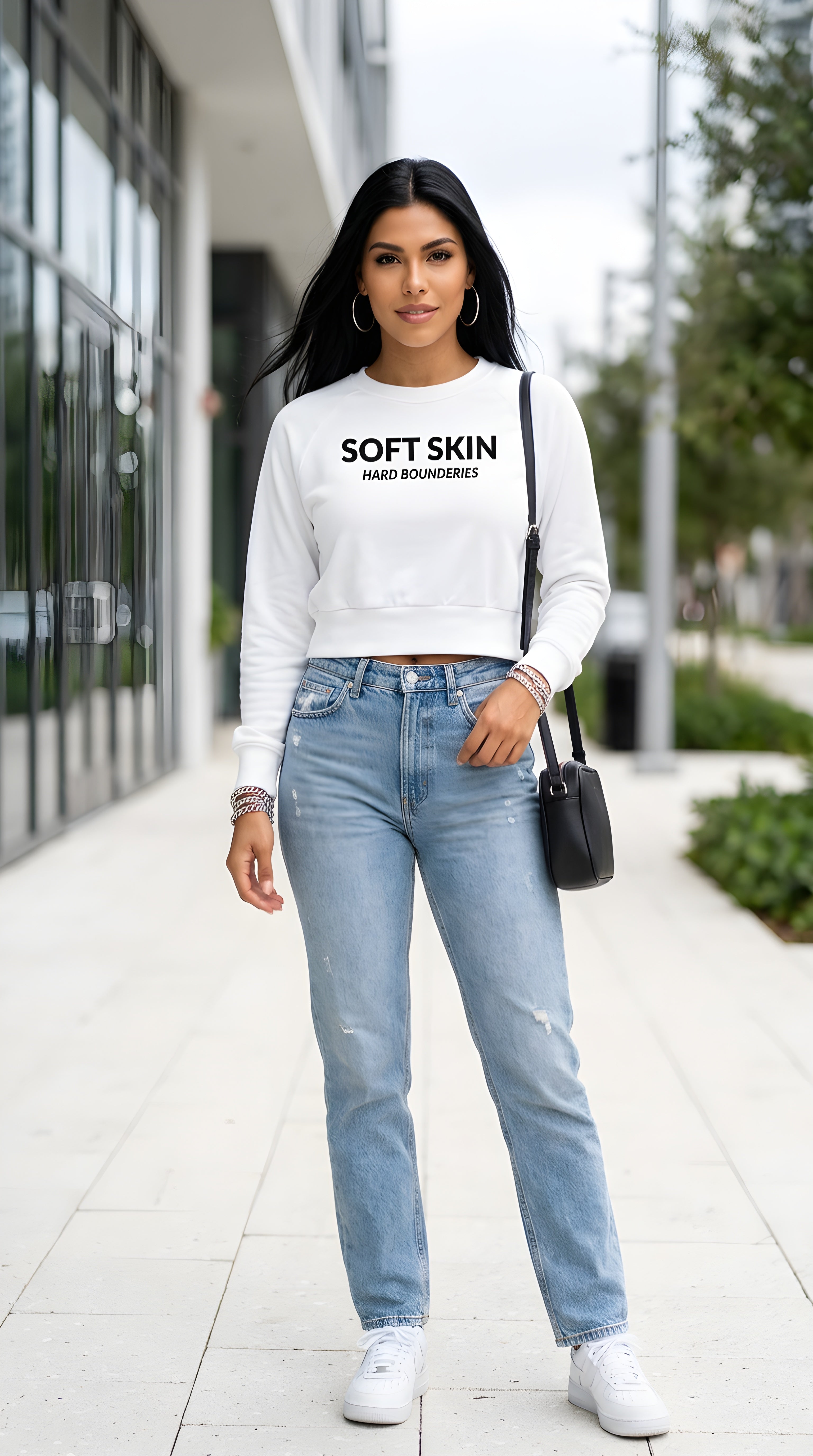 Womens ' SOFT SKIN ' Recycled long-sleeve crop top