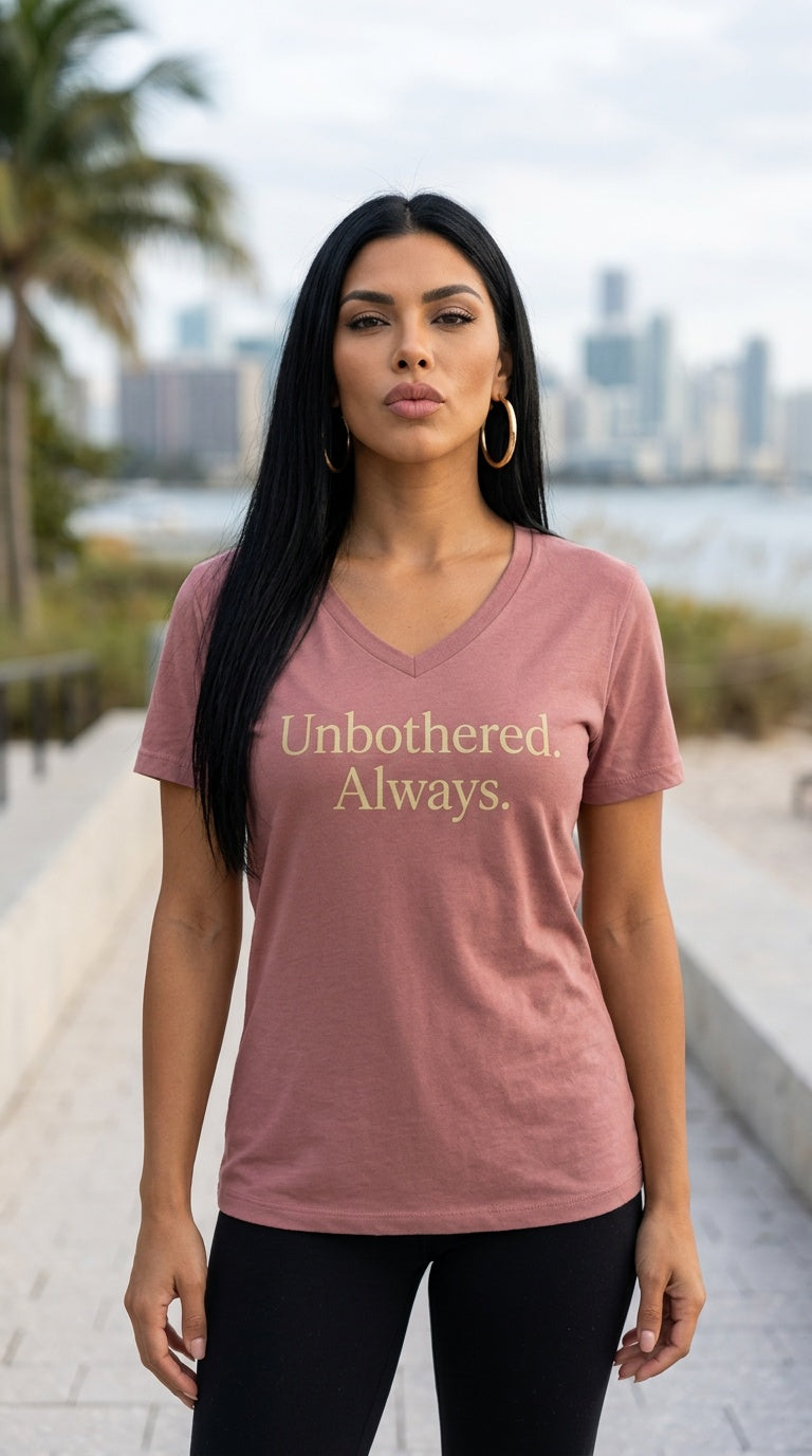 Womens ' UNBOTHERED ALWAYS ' relaxed v-neck Tee