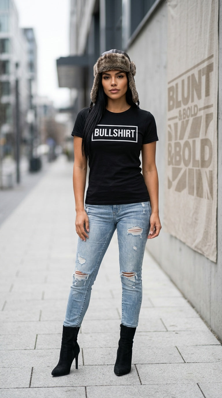 WOMENS 'BULLSHIRT' organic ribbed neck TEE
