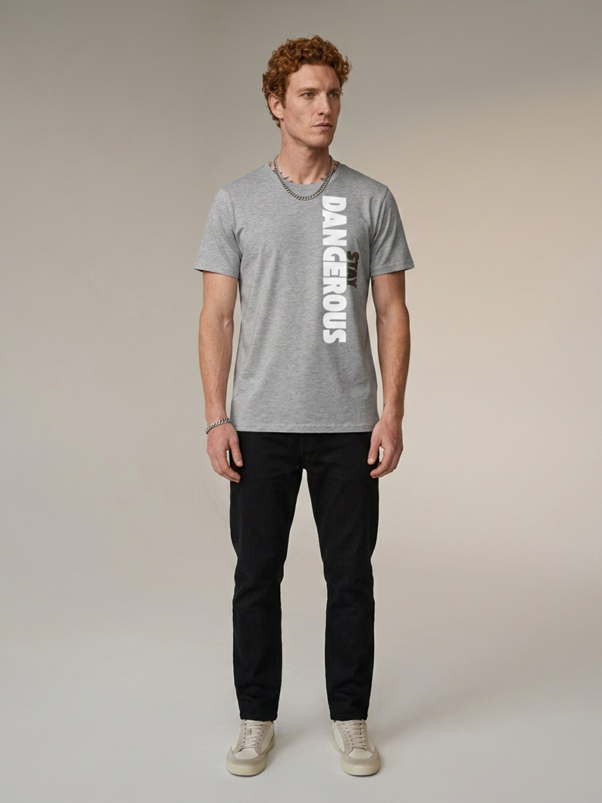 MENS 'STAY DANGEROUS'  organic mid-light TEE