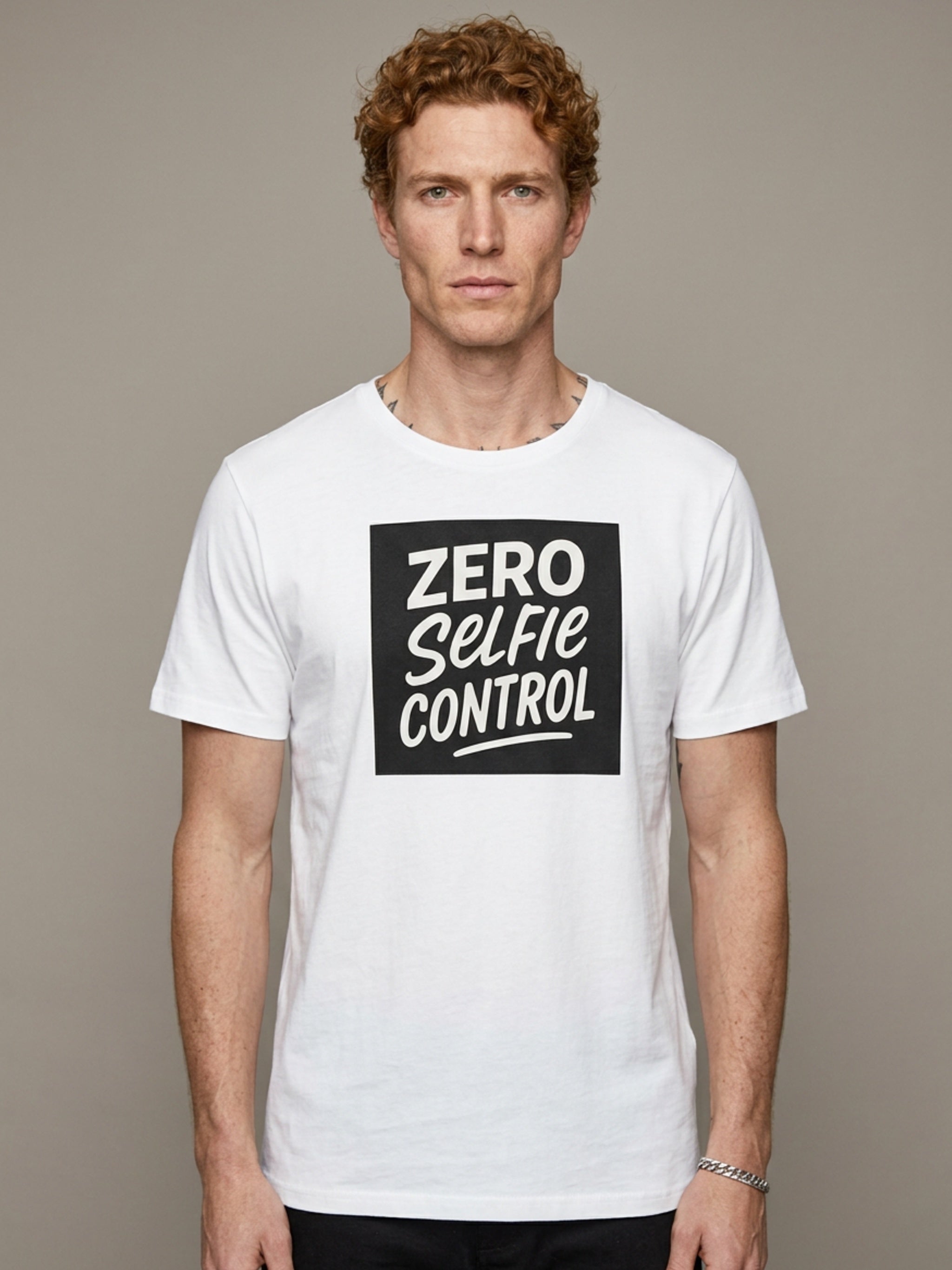 MENS 'ZERO SELFIE CONTROL' organic mid-light TEE