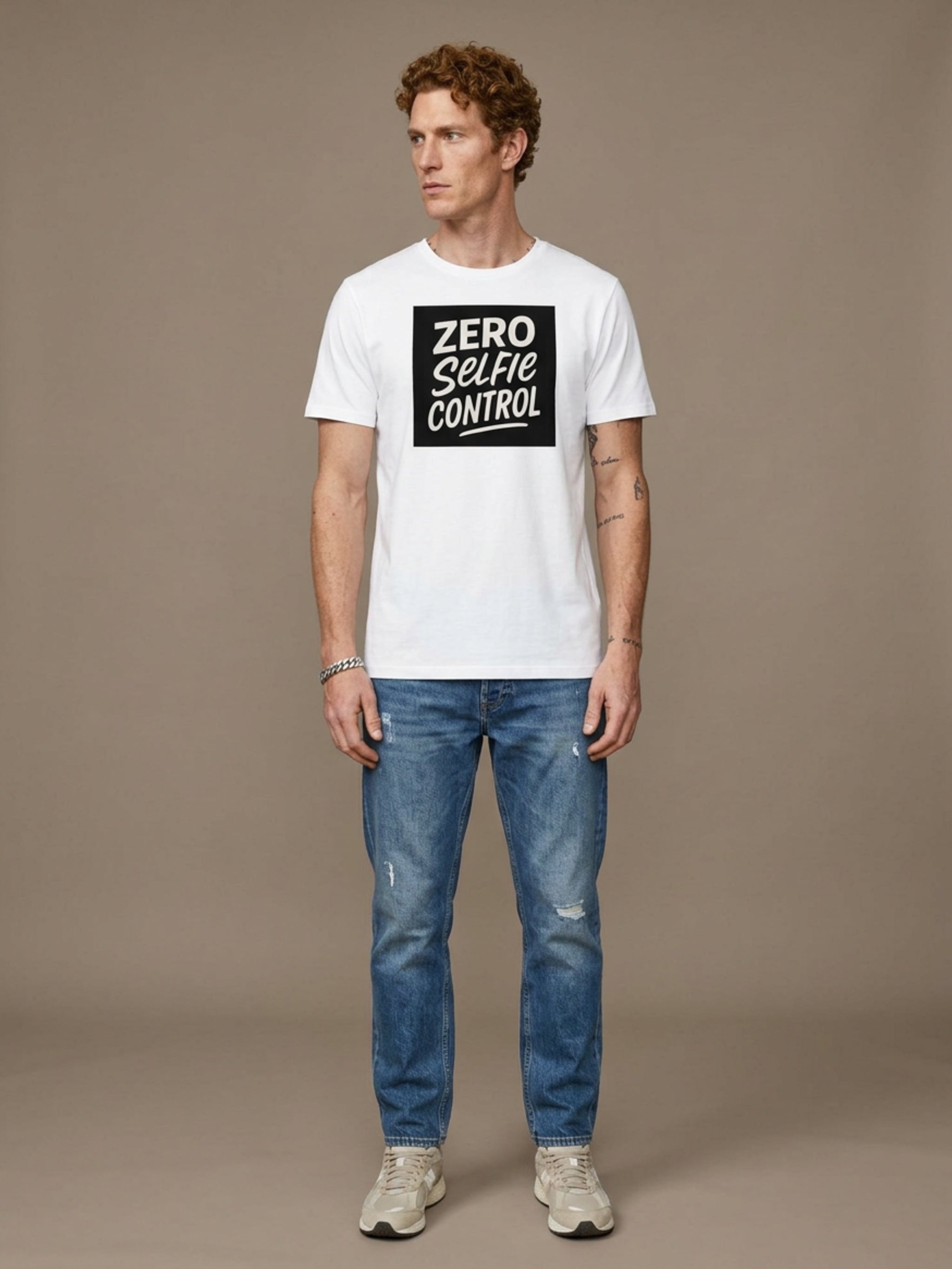 MENS 'ZERO SELFIE CONTROL' organic mid-light TEE