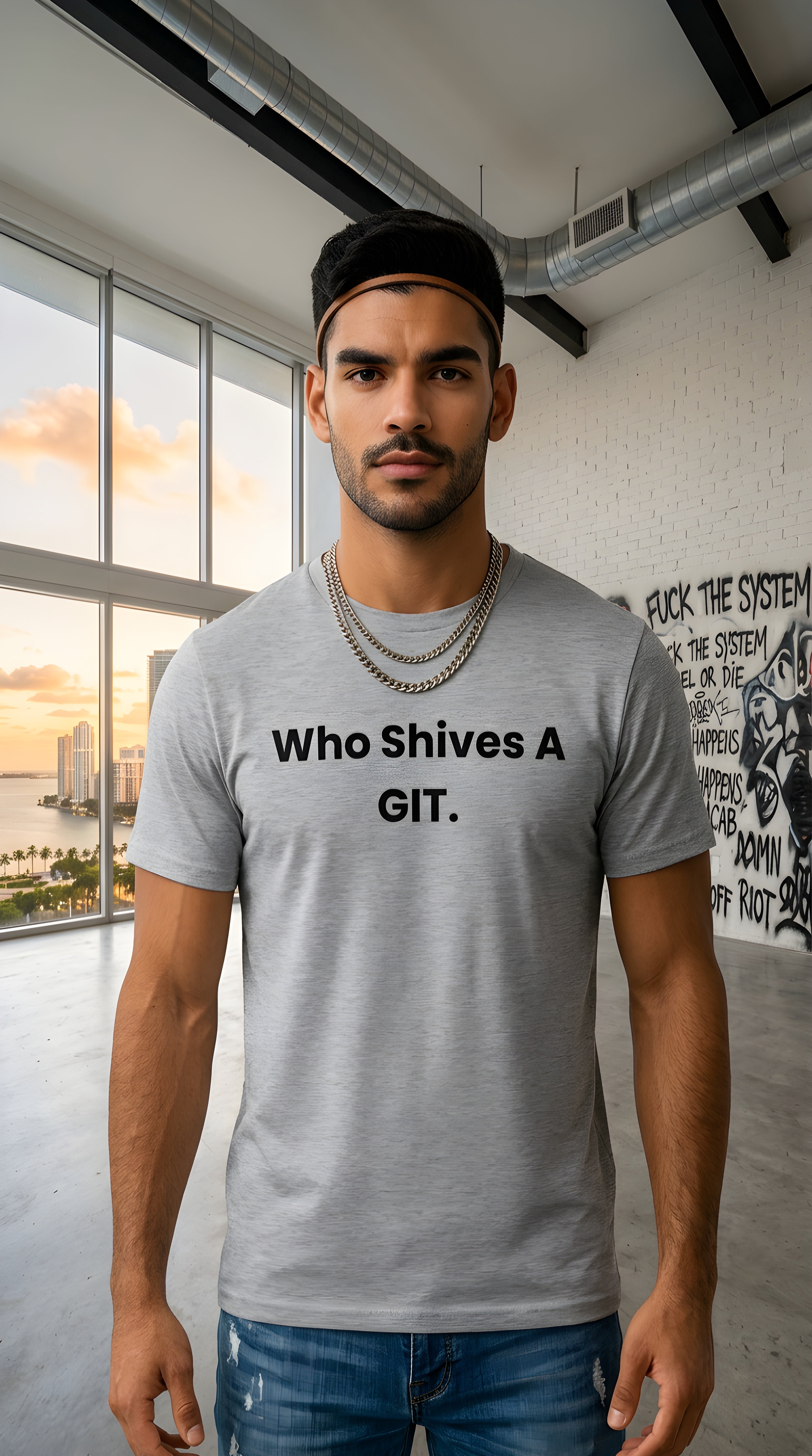 Mens Who Shives A Git  organic mid-light Tee