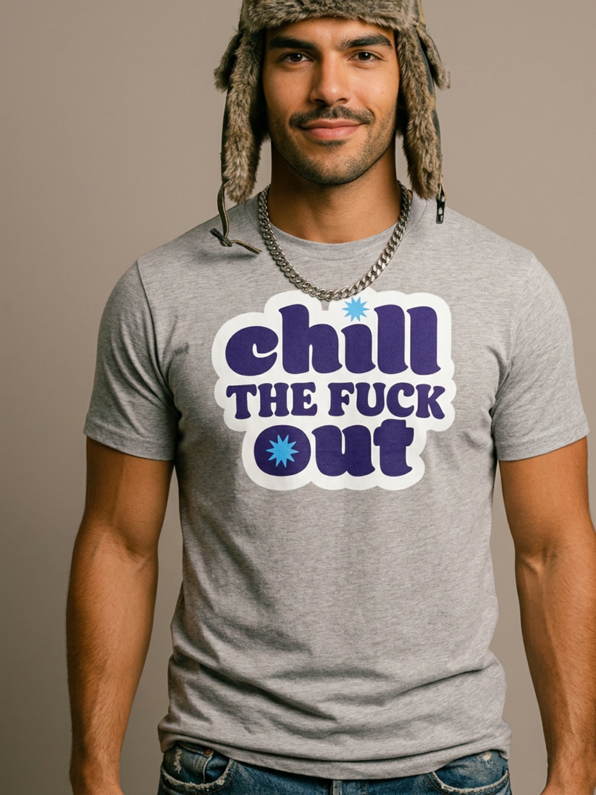 MENS 'CHILL THE F OUT' organic mid-light TEE