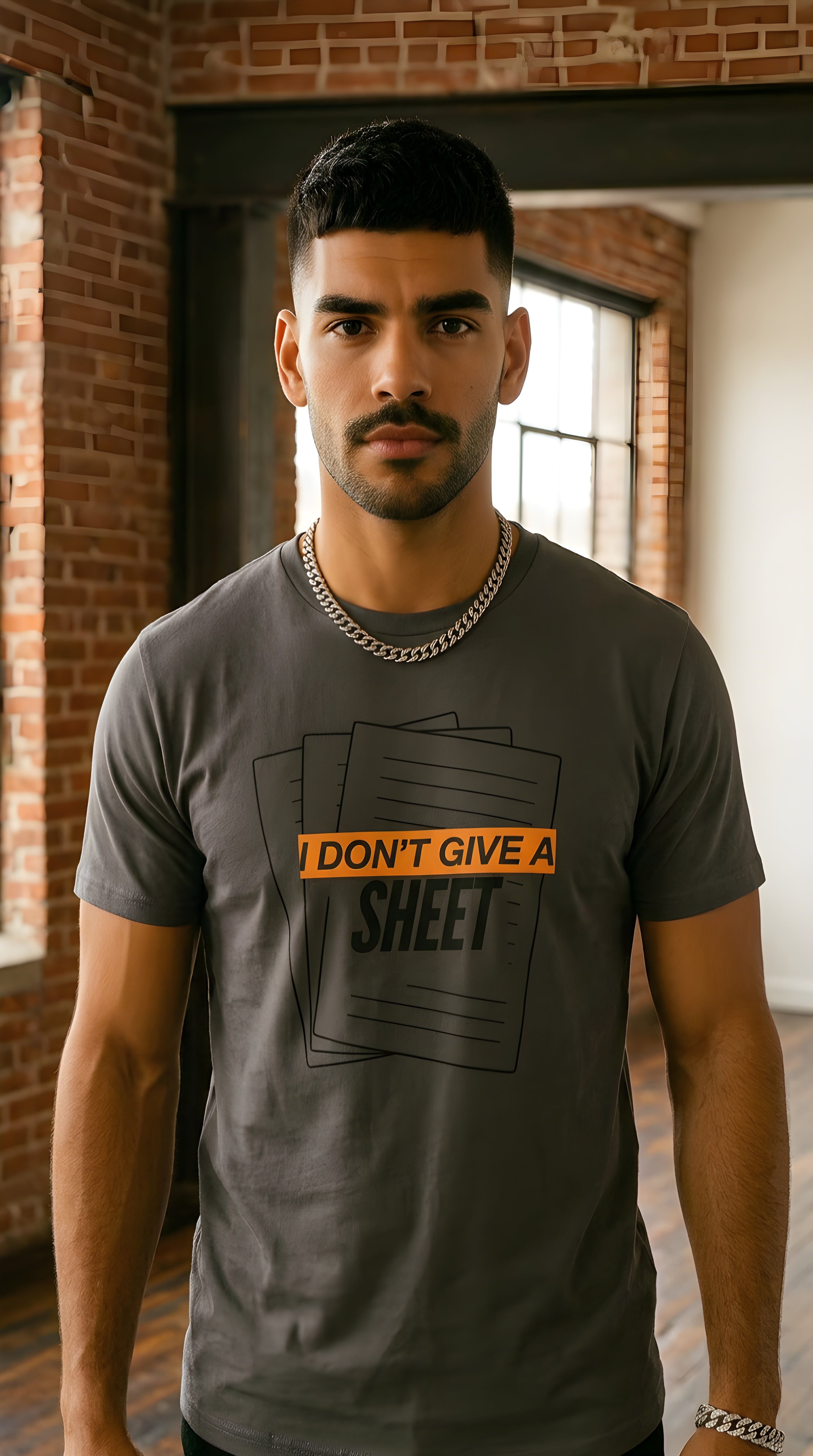 Mens 'I DONT GIVE A SHEET" organic mid-light  Tee