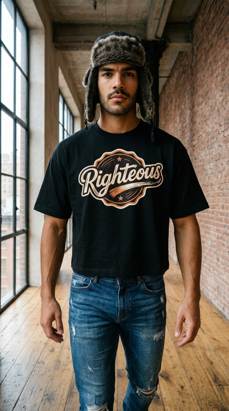 MENS ' RIGHTEOUS ' Heavyweight Boxy TEE