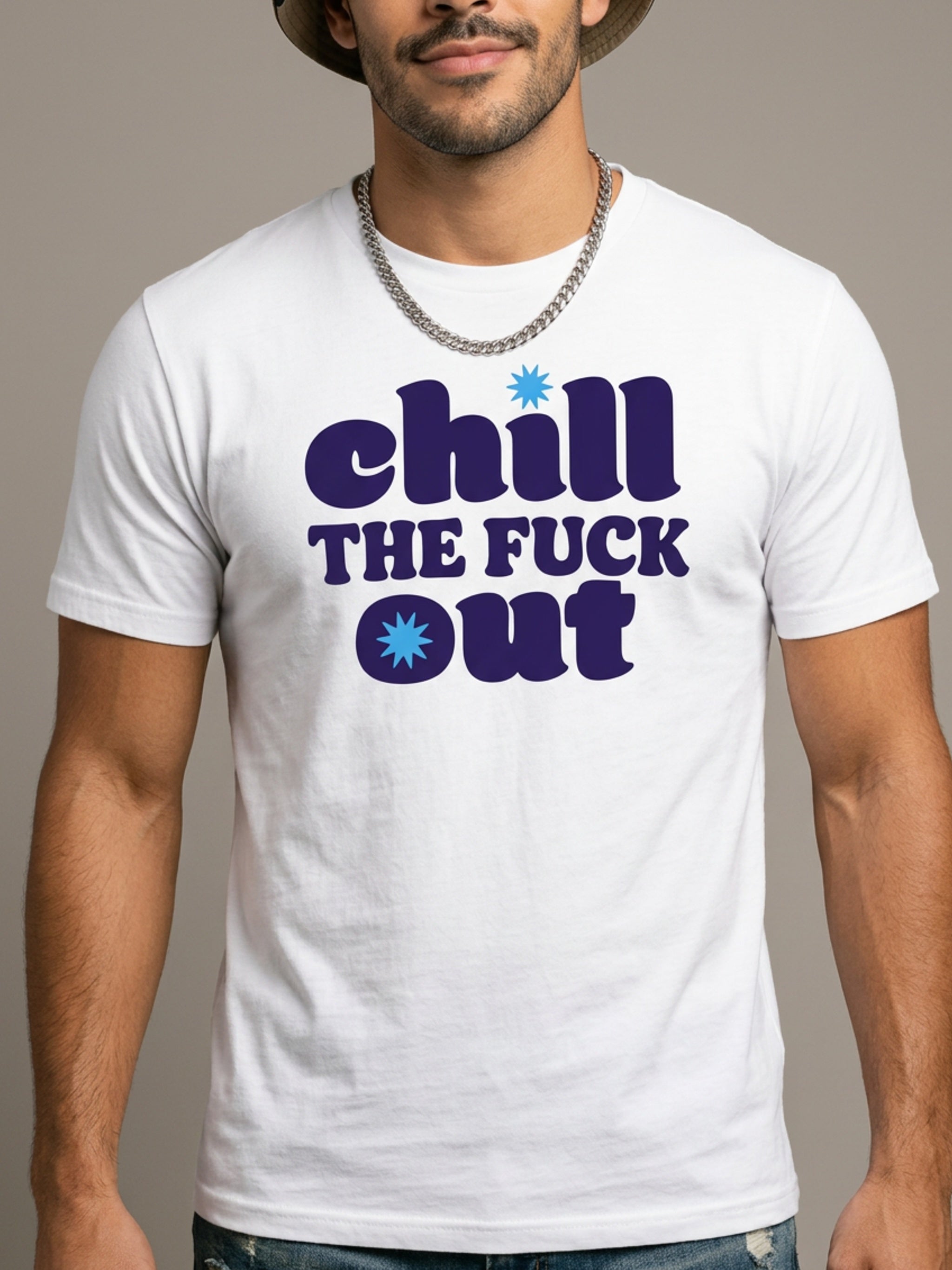 MENS 'CHILL THE F OUT' organic mid-light TEE
