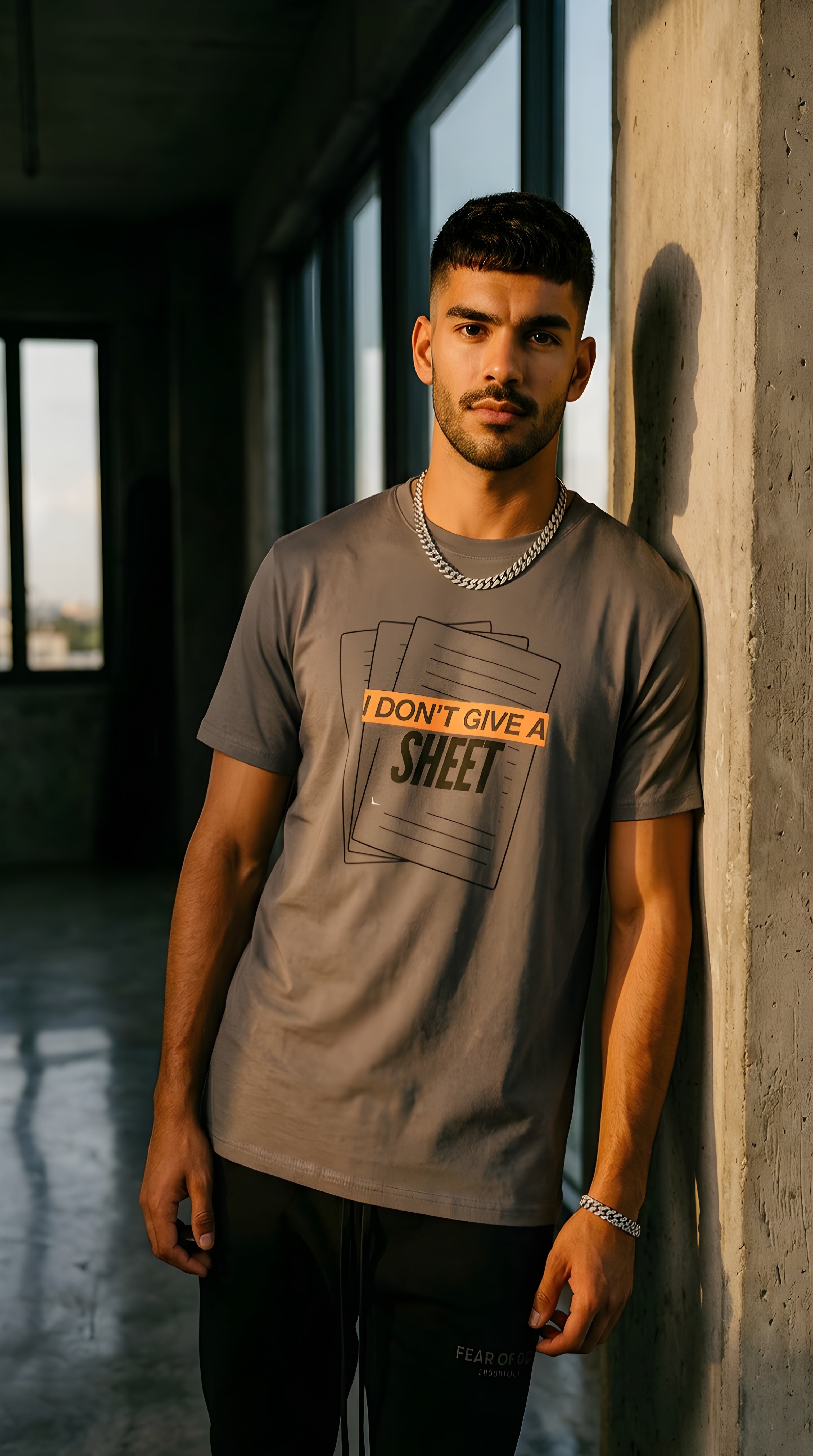 Mens 'I DONT GIVE A SHEET" organic mid-light  Tee