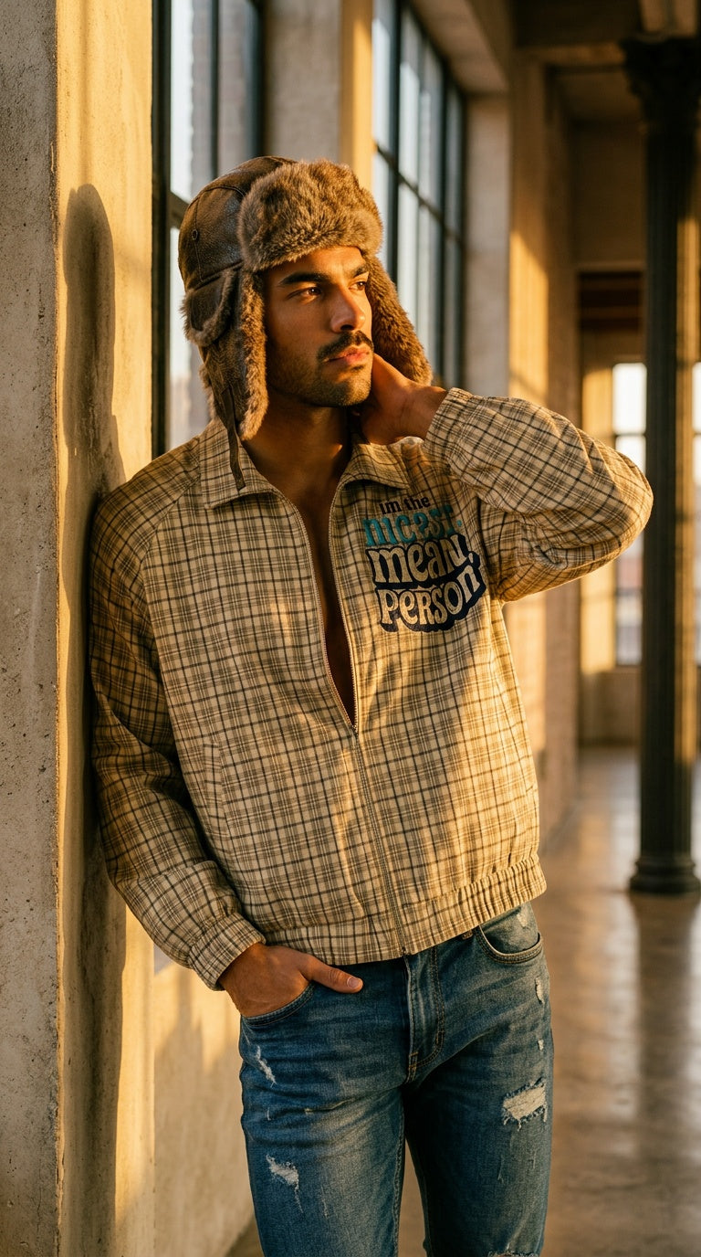 Unisex Plaid Full-Zip Track Jacket