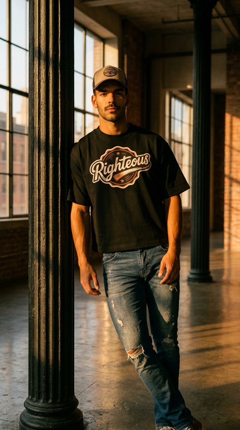 MENS ' RIGHTEOUS ' Heavyweight Boxy TEE