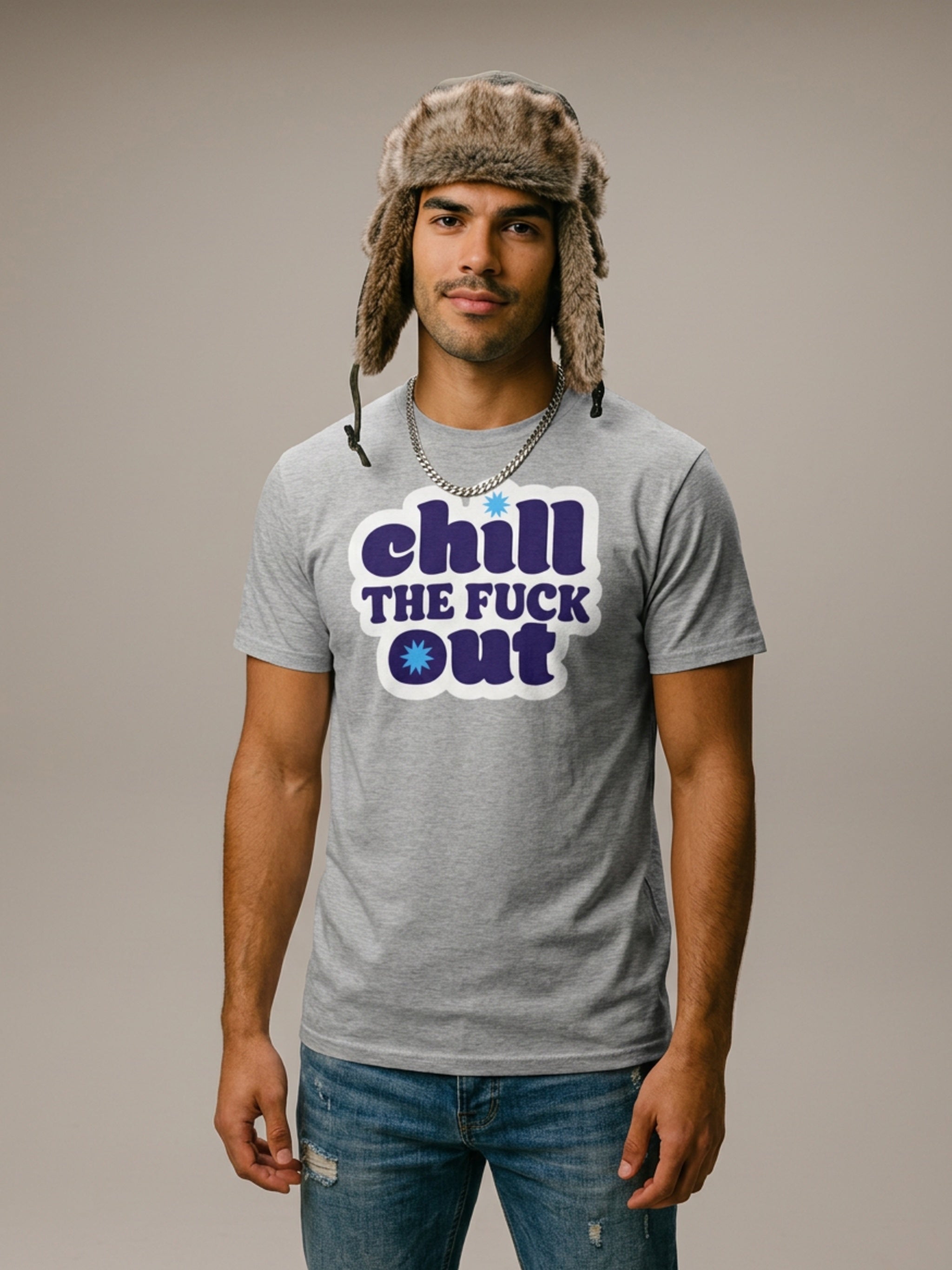 MENS 'CHILL THE F OUT' organic mid-light TEE