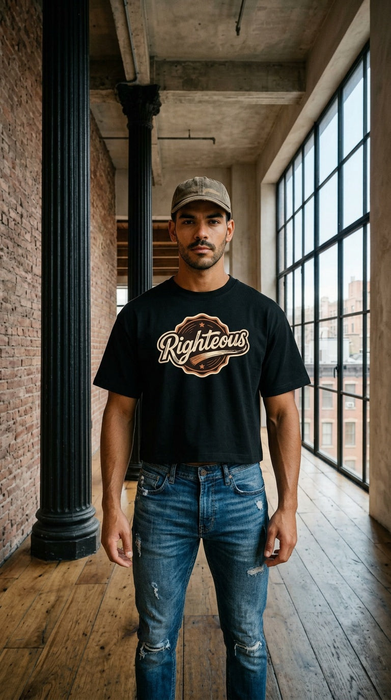 MENS ' RIGHTEOUS ' Heavyweight Boxy TEE