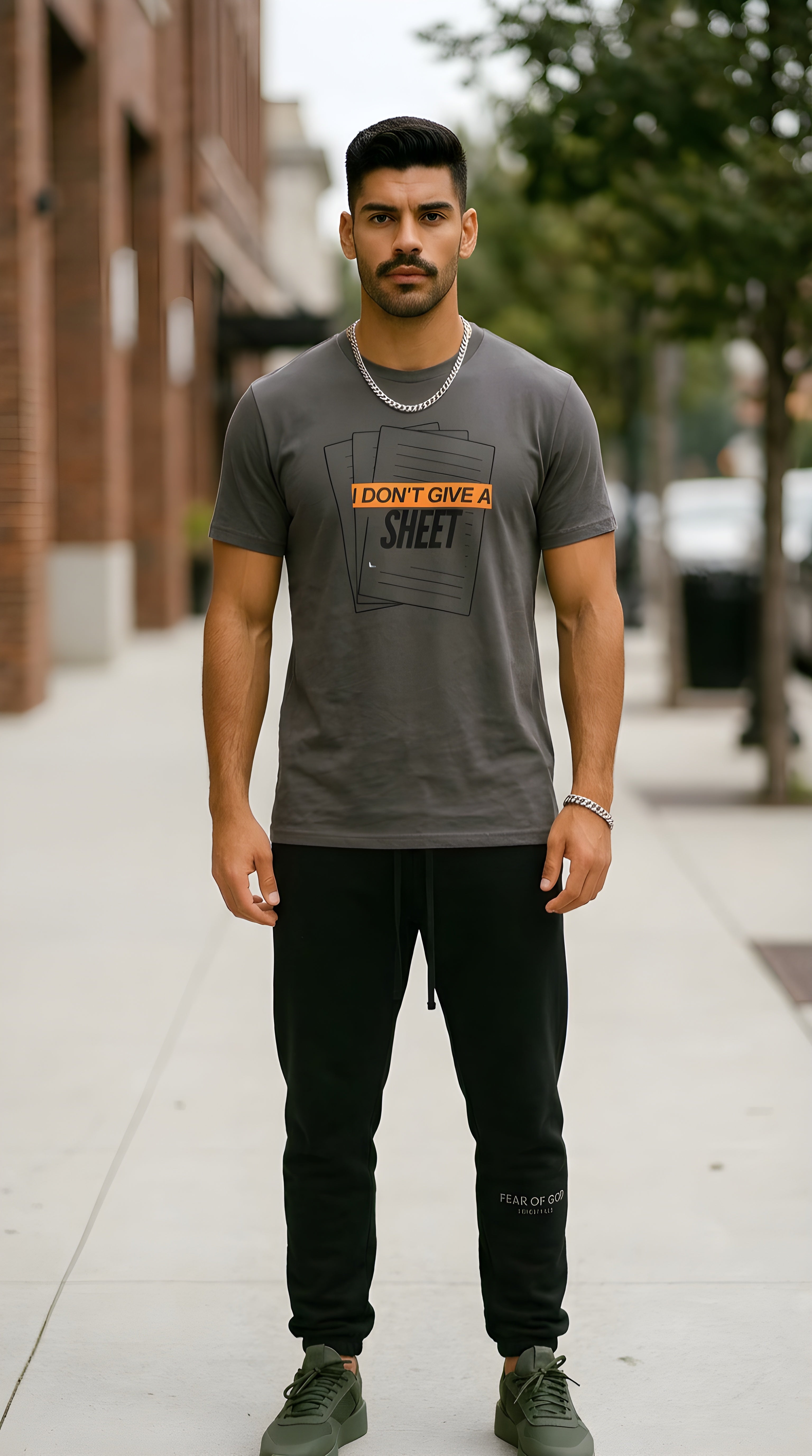 Mens 'I DONT GIVE A SHEET" organic mid-light  Tee