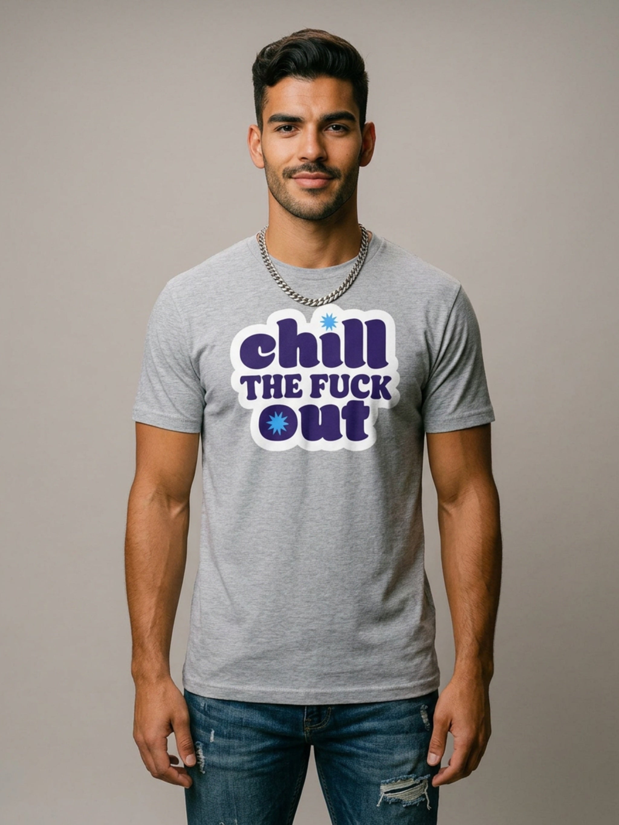MENS 'CHILL THE F OUT' organic mid-light TEE