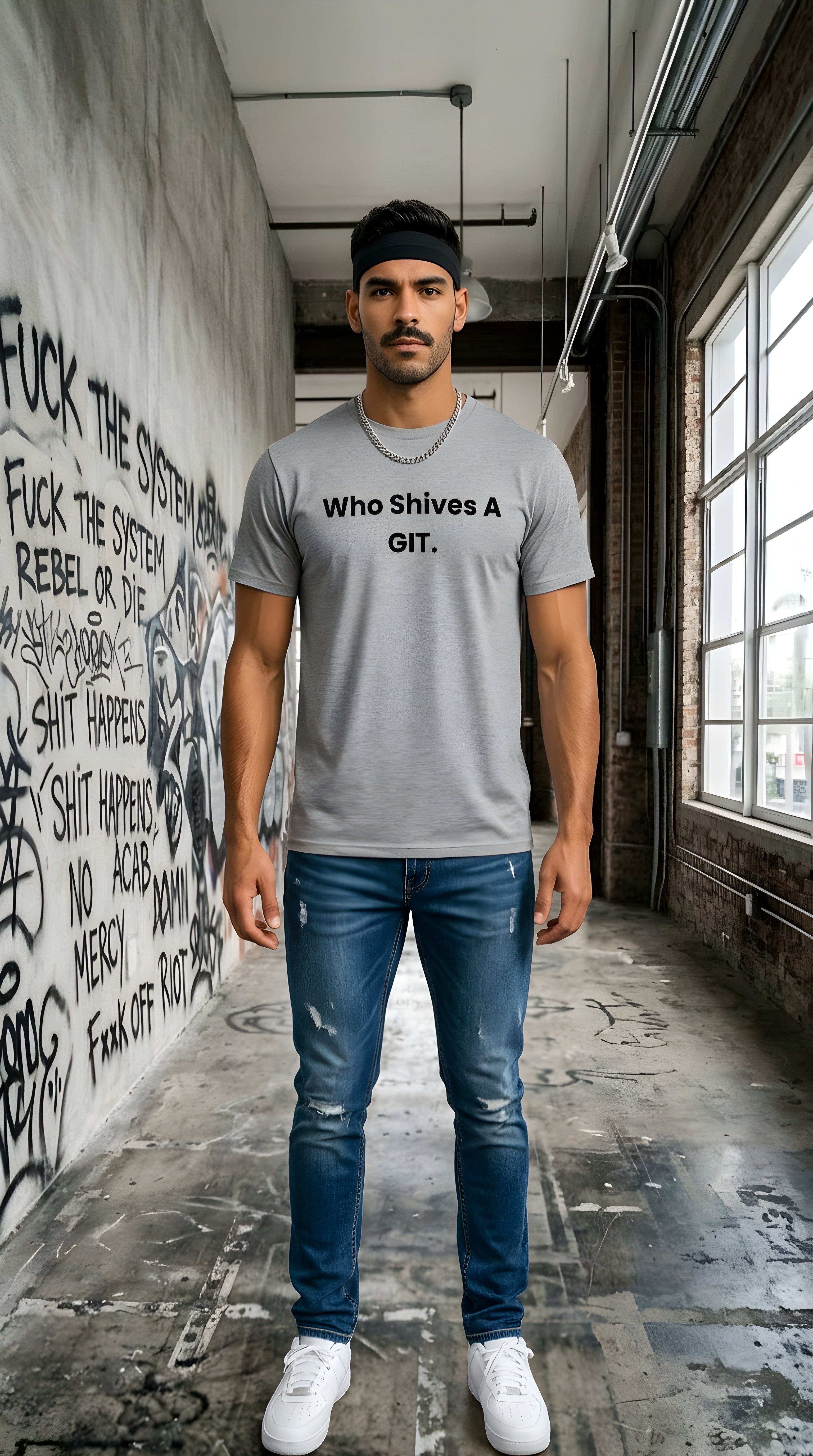 Mens Who Shives A Git  organic mid-light Tee