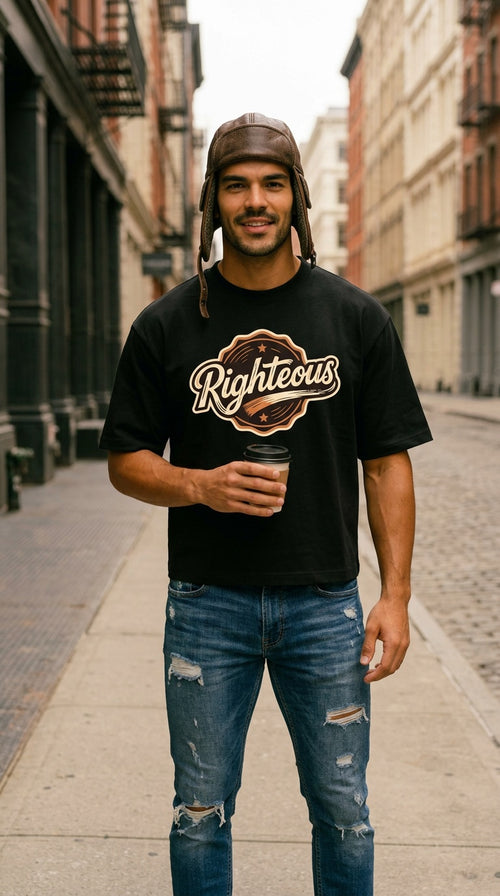MENS ' RIGHTEOUS ' Heavyweight Boxy TEE