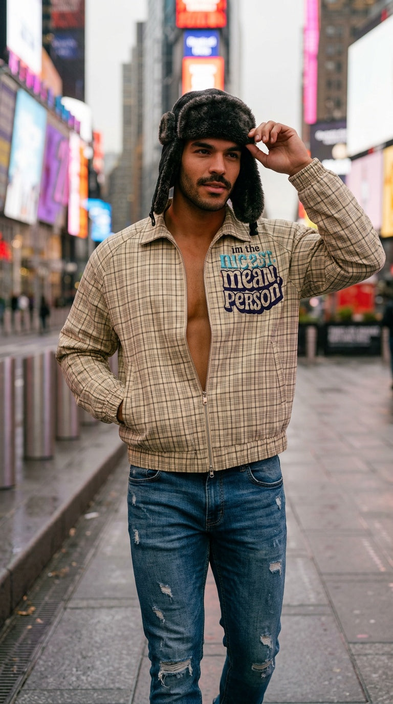 Unisex Plaid Full-Zip Track Jacket