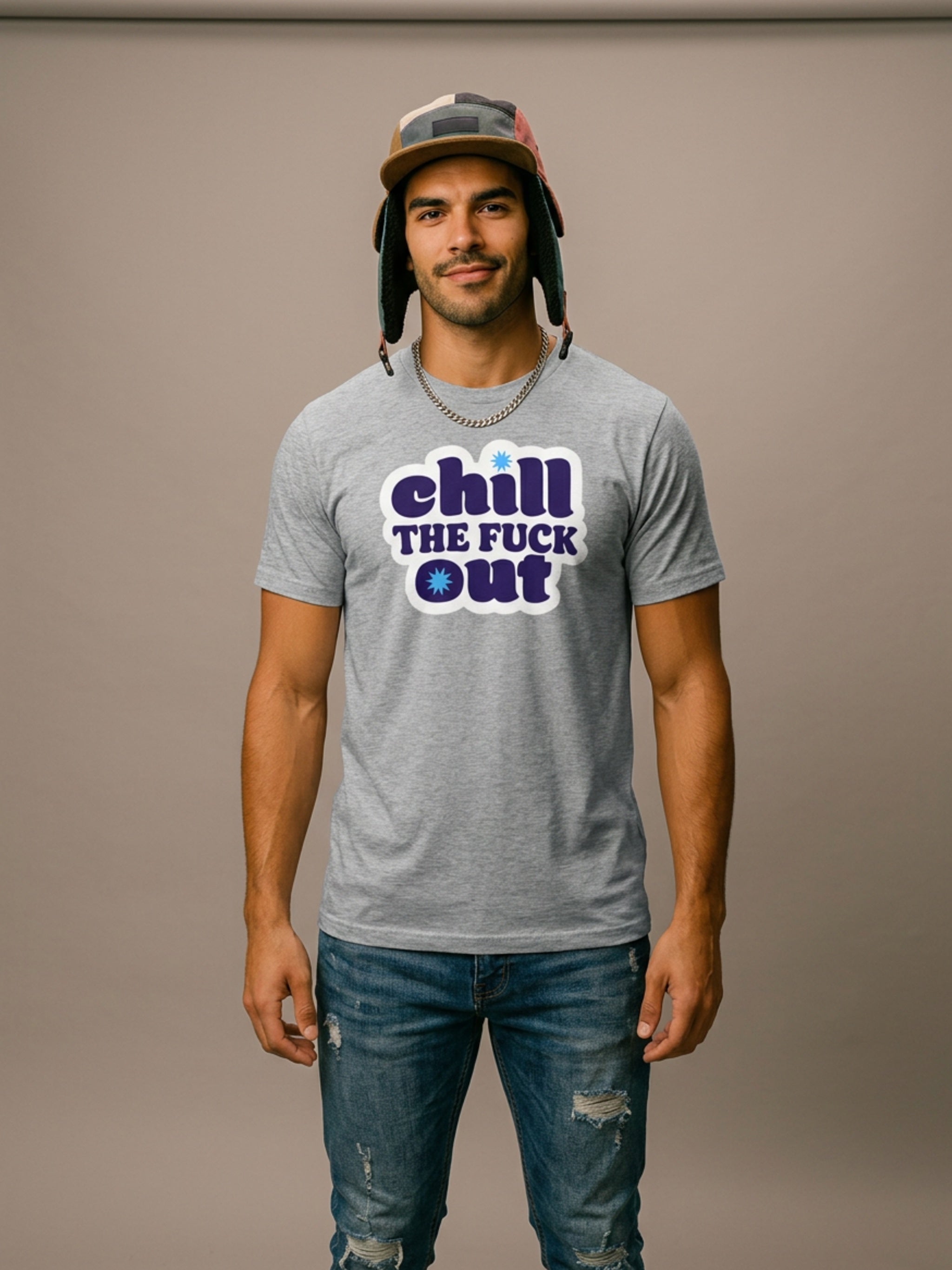 MENS 'CHILL THE F OUT' organic mid-light TEE