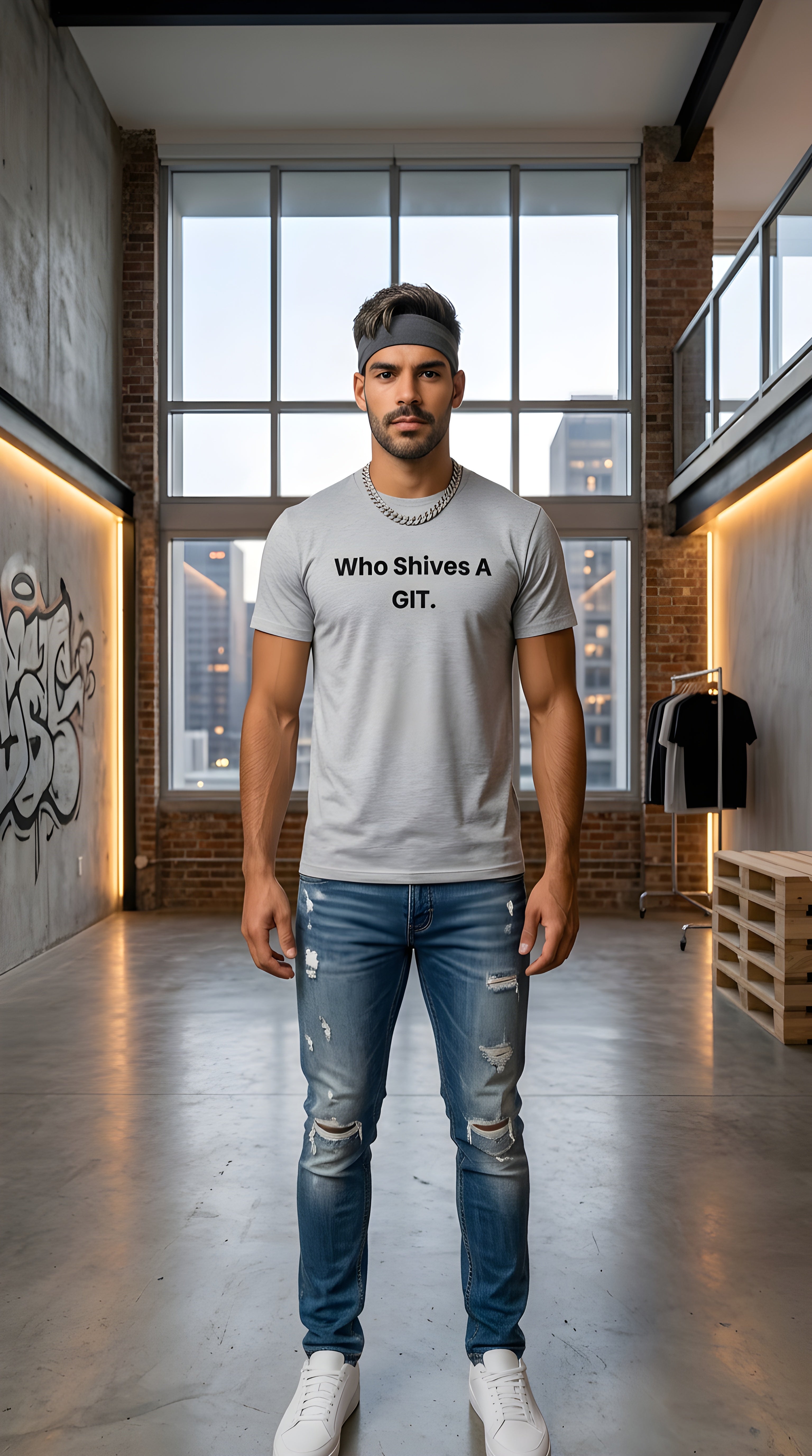 Mens Who Shives A Git  organic mid-light Tee