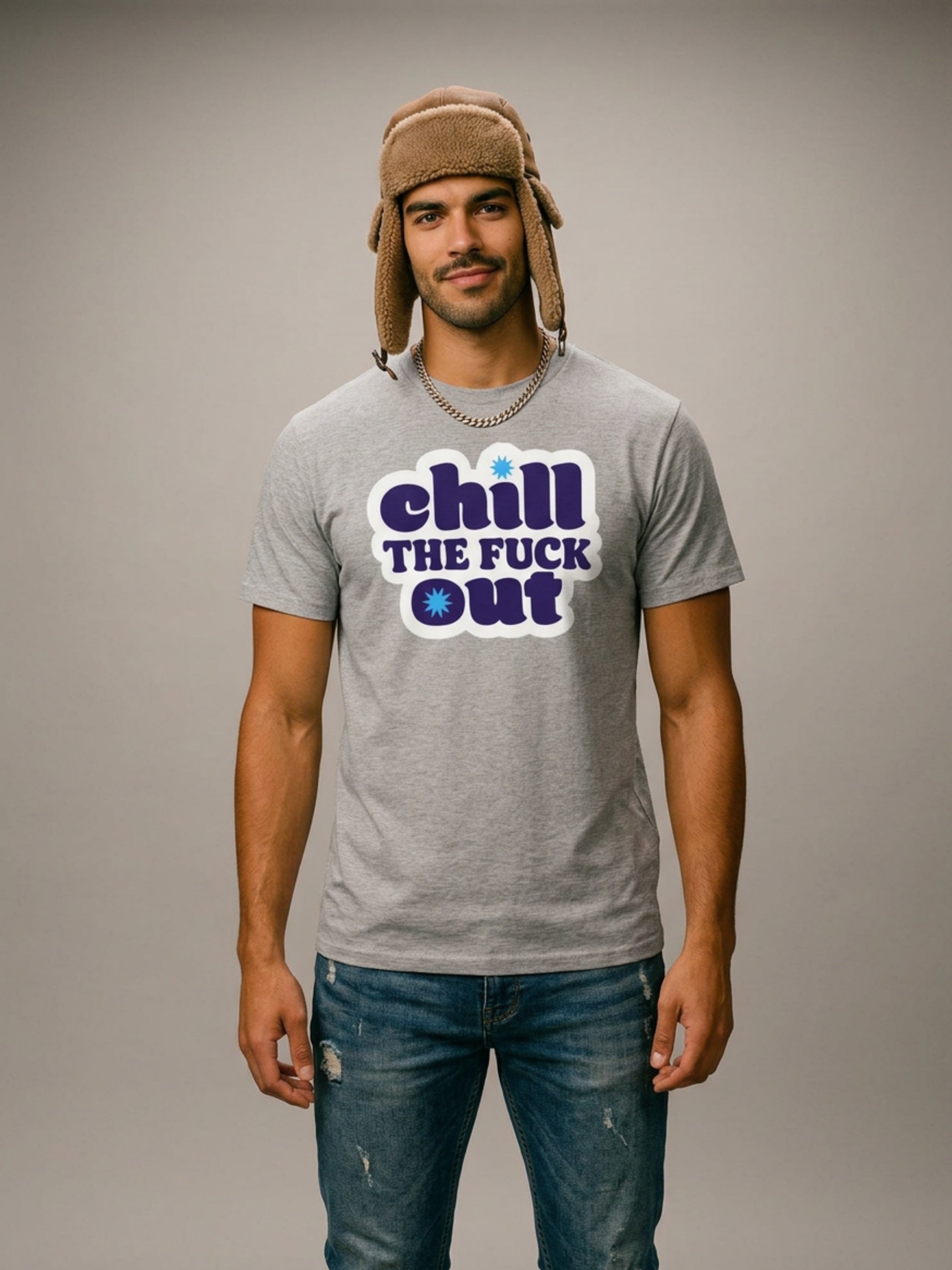 MENS 'CHILL THE F OUT' organic mid-light TEE