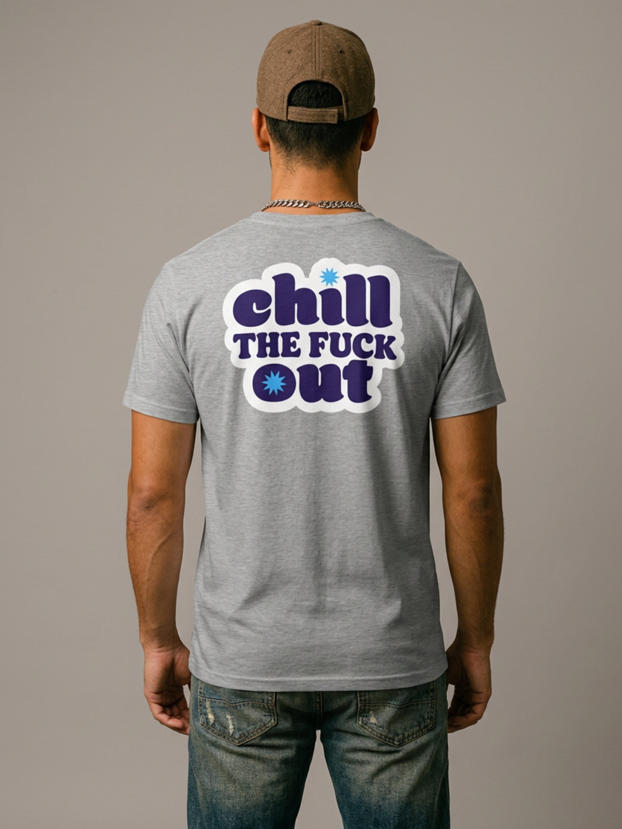 MENS 'CHILL THE F OUT' organic mid-light TEE