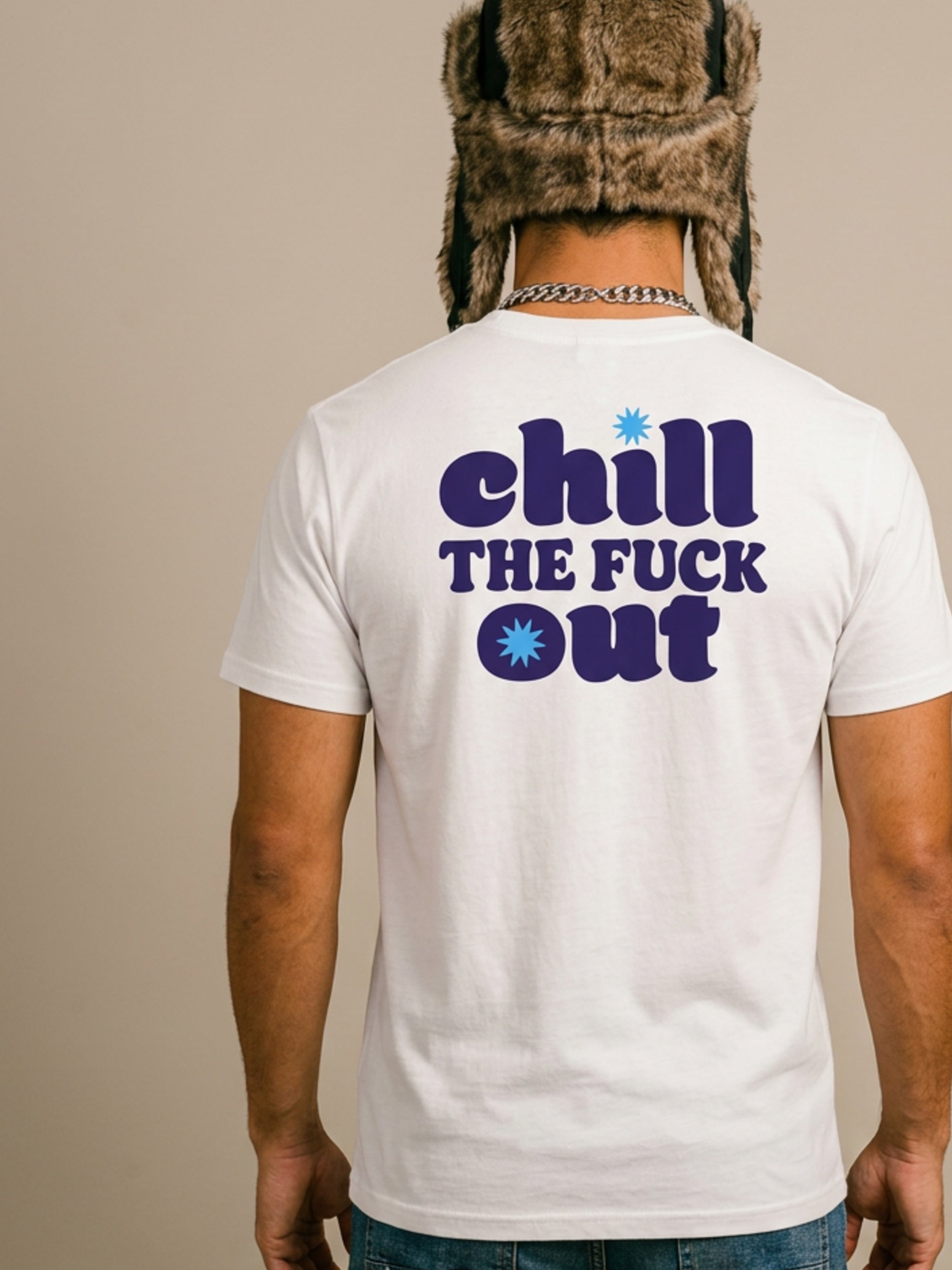 MENS 'CHILL THE F OUT' organic mid-light TEE