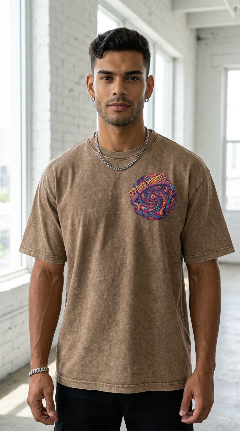 MENS 'GET OVER YOURSELF' Snow Washed Heavyweight Oversize TEE