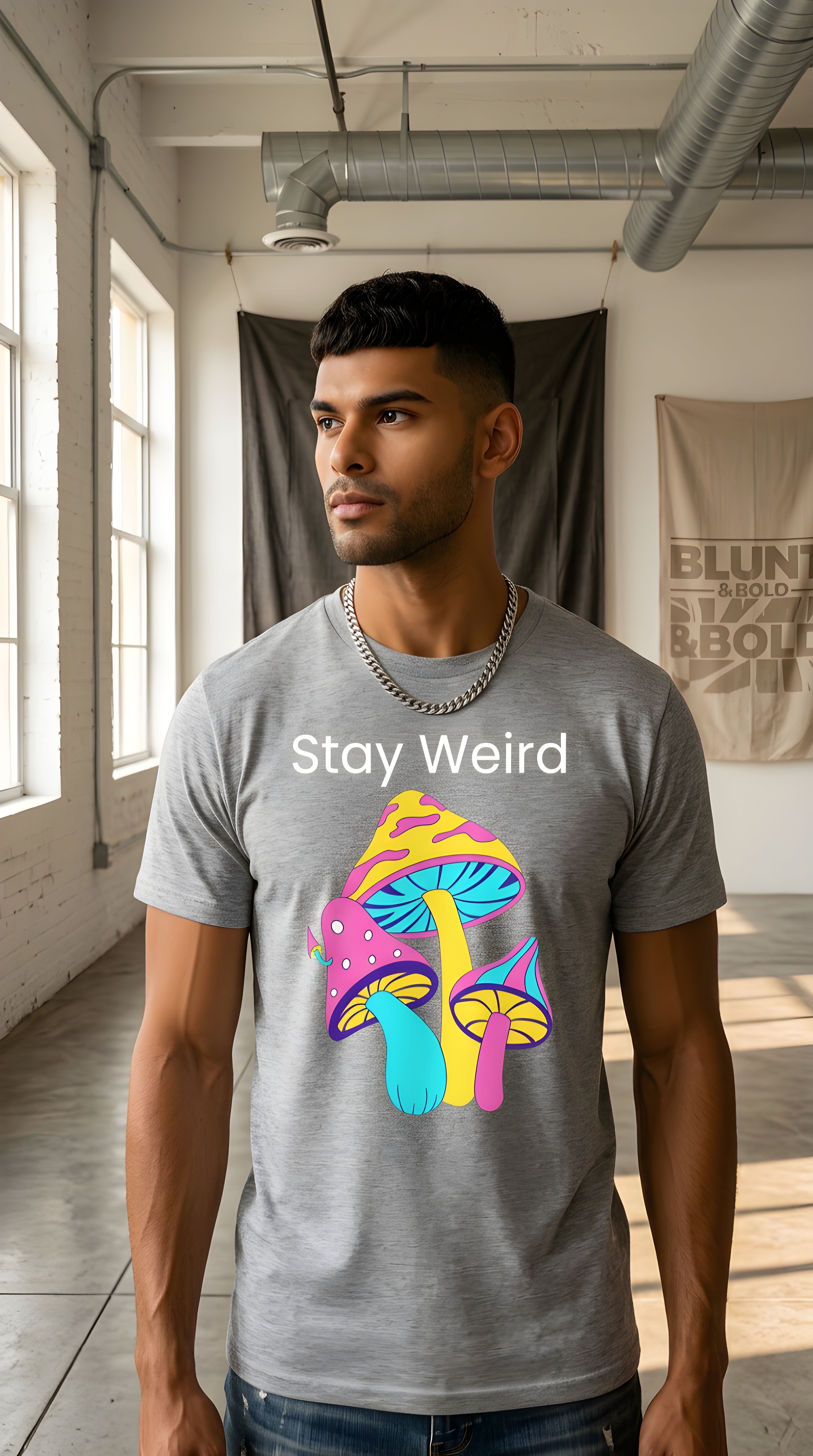 Mens Stay Weird  organic mid-light Tee
