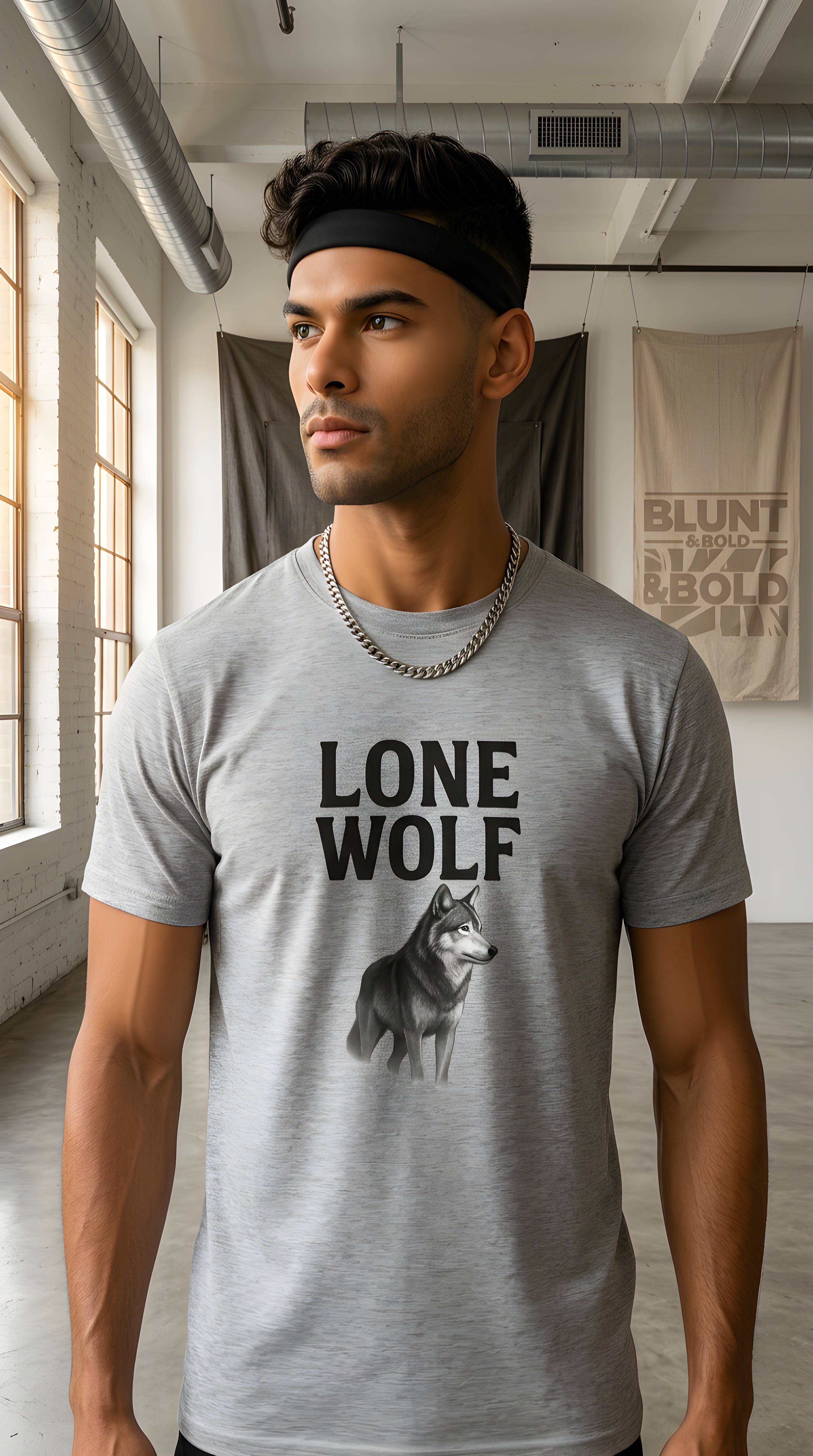 Mens Lone Wolf  organic mid-light Tee