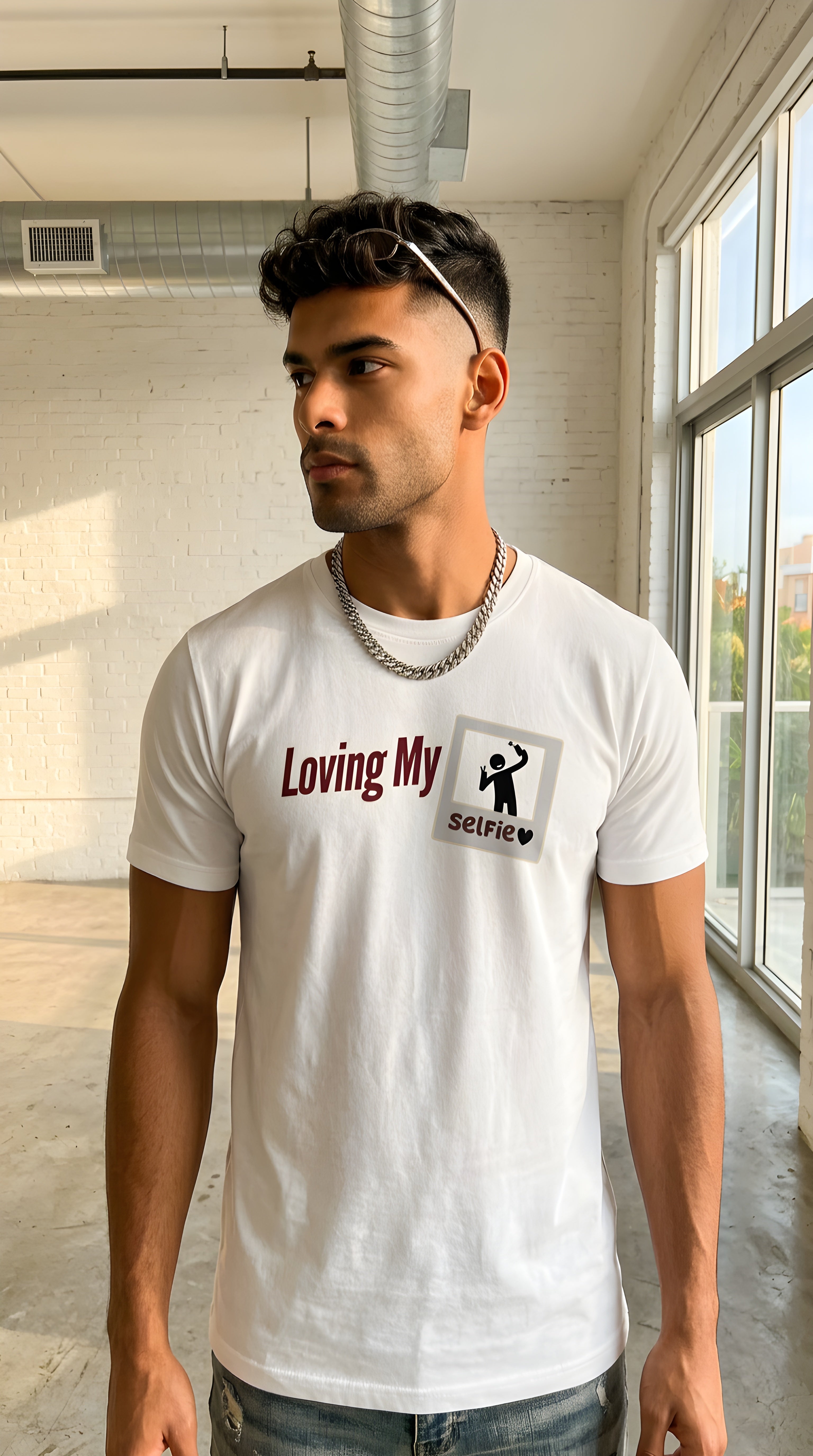 Mens Loving My Selfie organic mid-light Tee