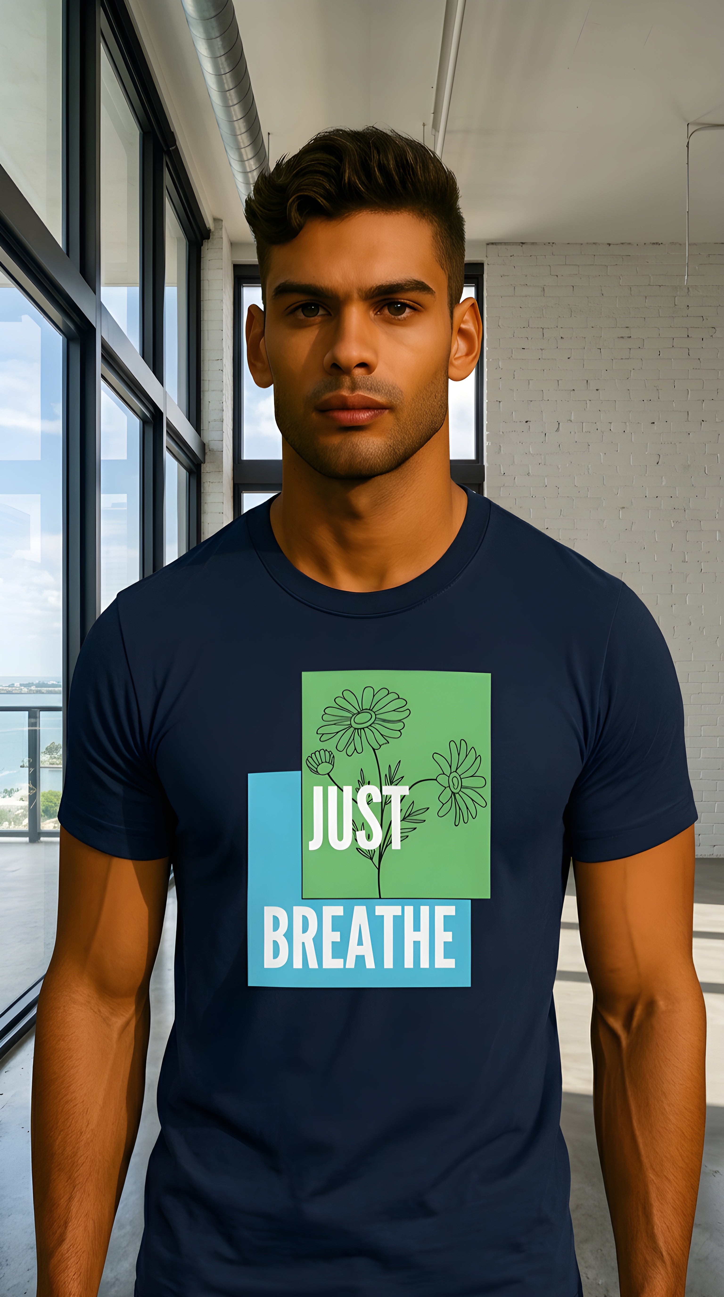 Mens Just Breathe  organic mid-light Tee